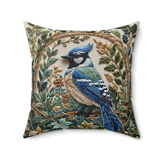 - Blue Jay Bird William Morris Inspired pillow | Eco-Friendly and Artistic Gift for Her