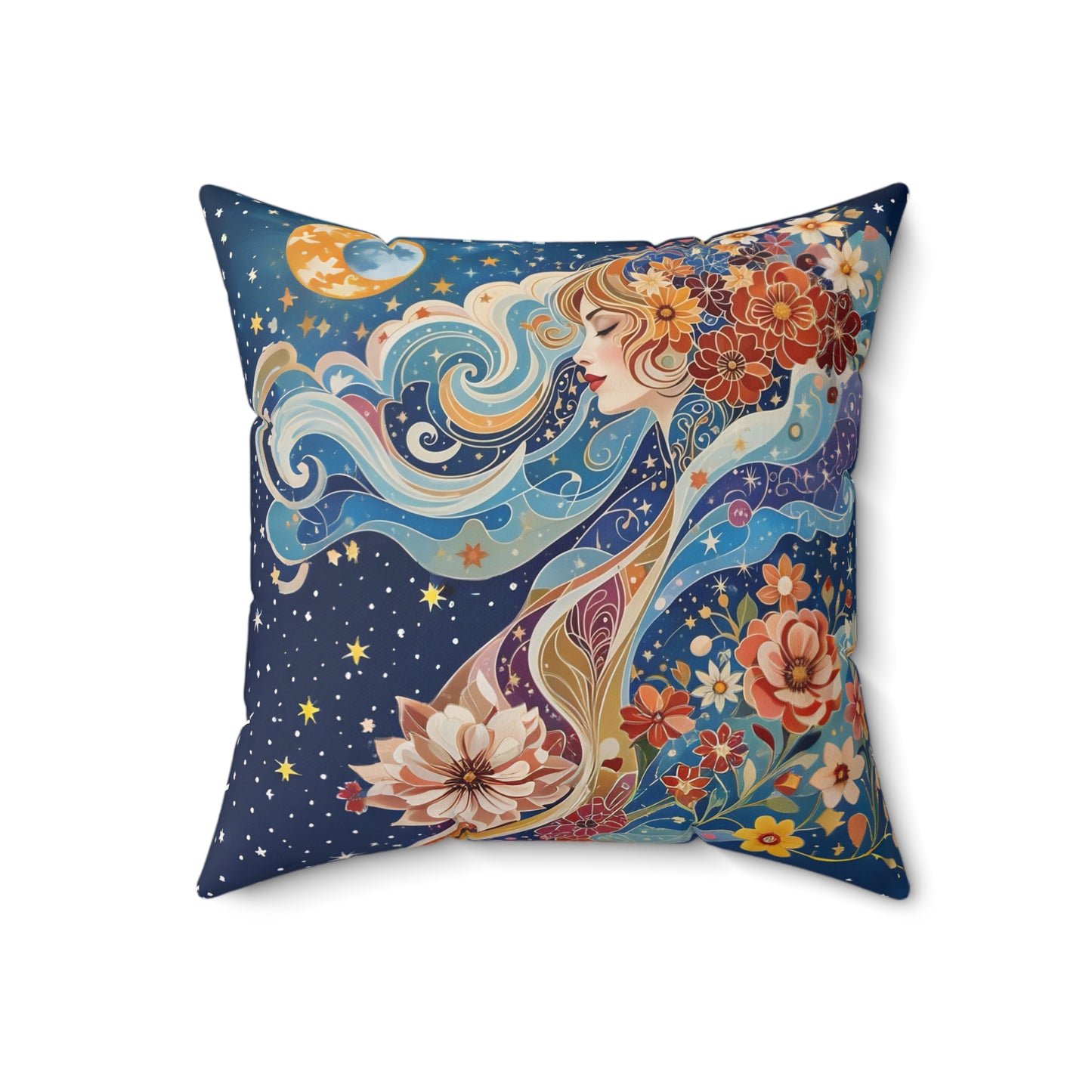 Celestial   Mindfulnes Square Pillow -  by Fairyhill Studio