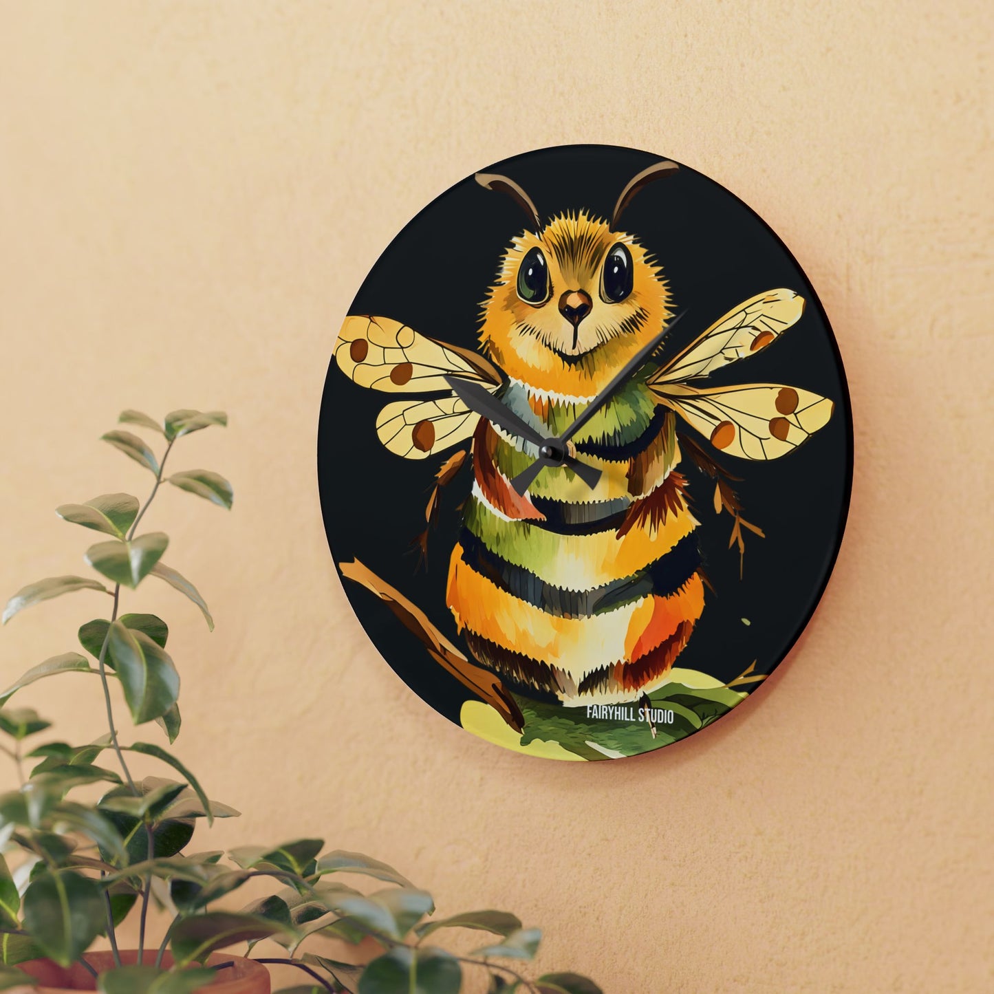 Acrylic Wall Clock Hoey Bee love/Art