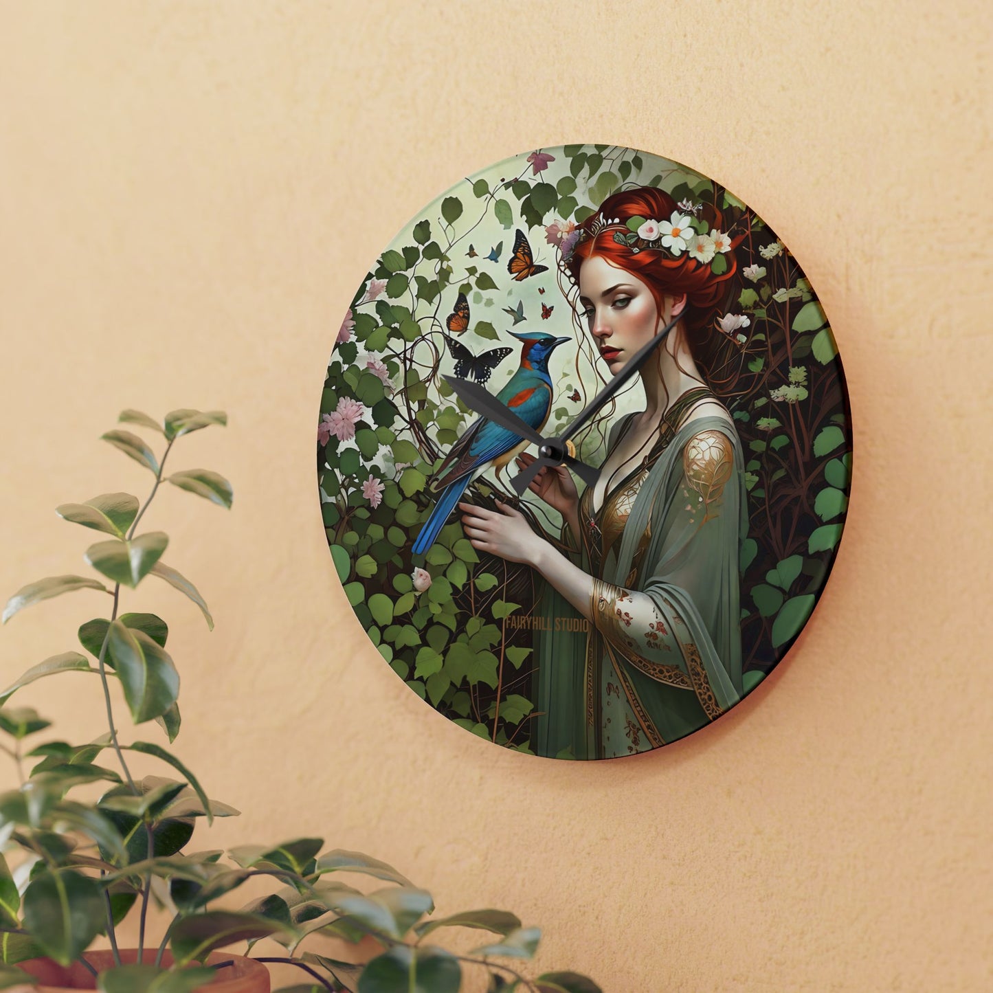 Acrylic Wall Clock Blue Bird/Art