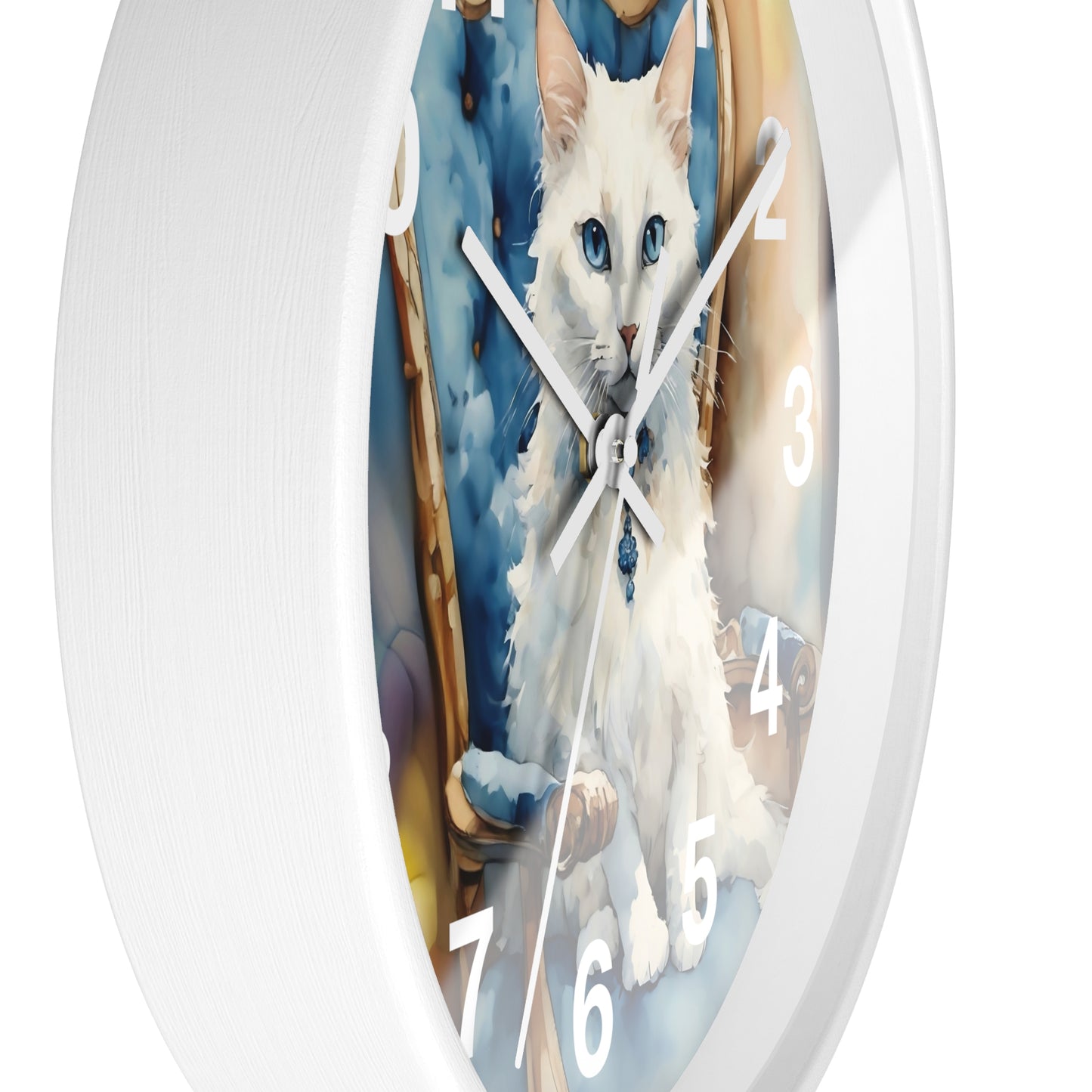 White Cat Lovers Wall Clock