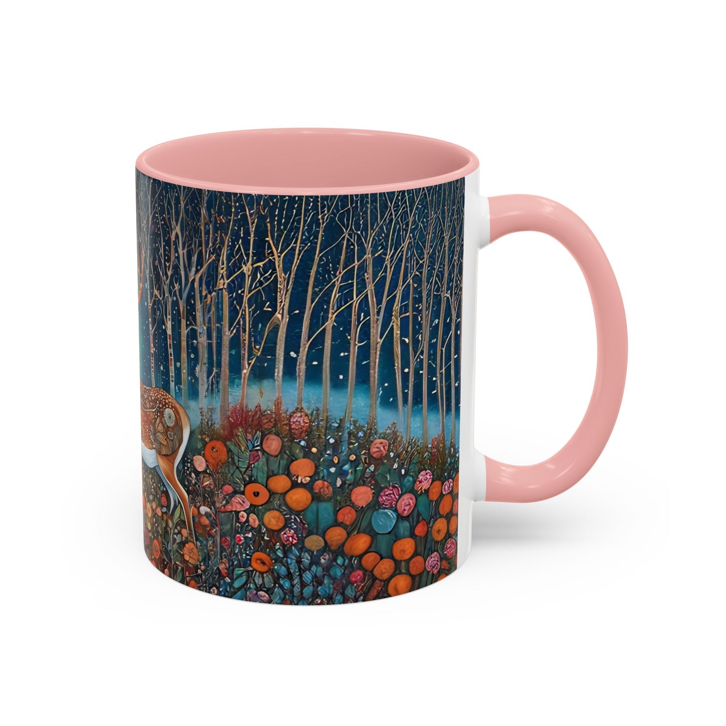 Mug - Boho Winter Deer in Snow Red Coffee Mug for the Holidays