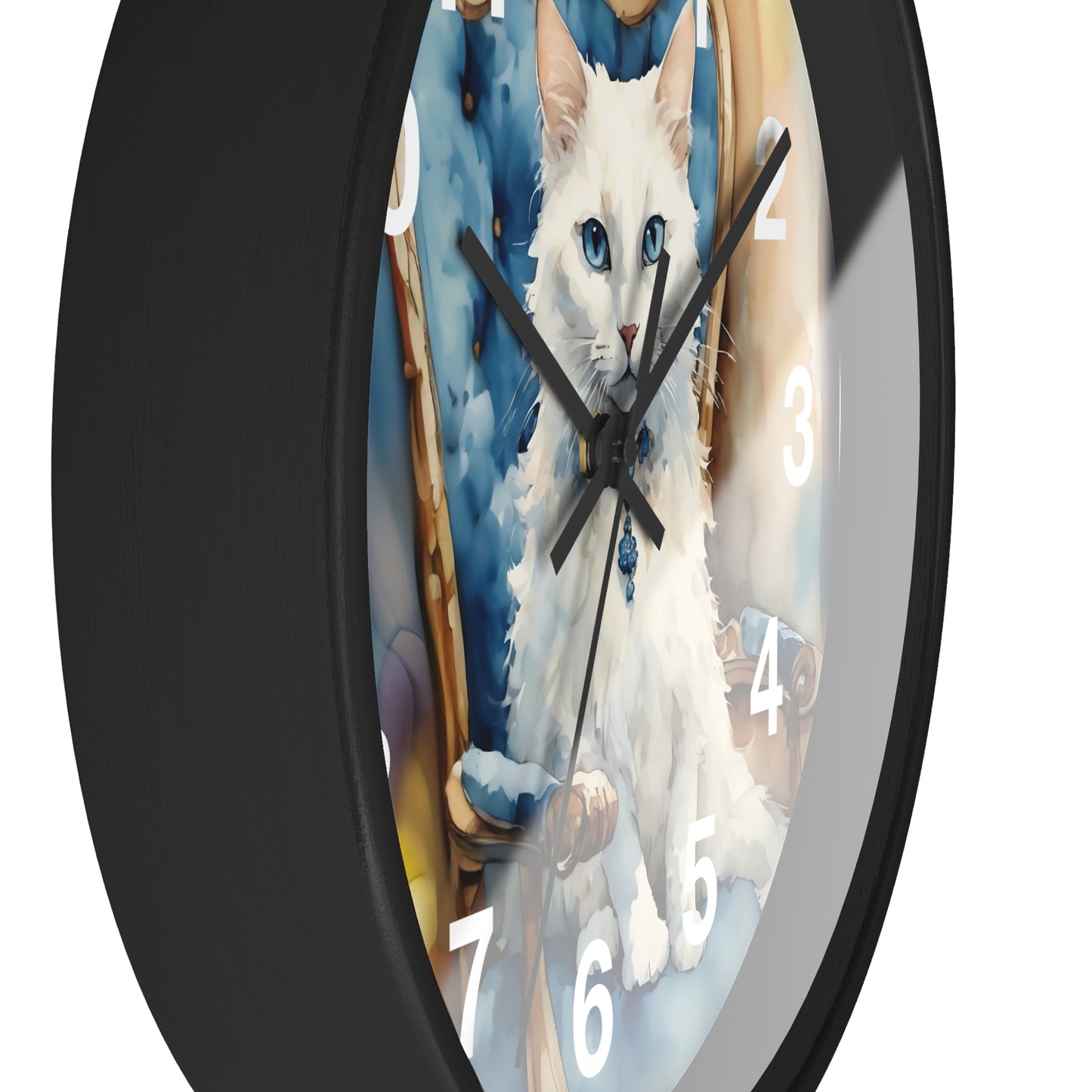 White Cat Lovers Wall Clock