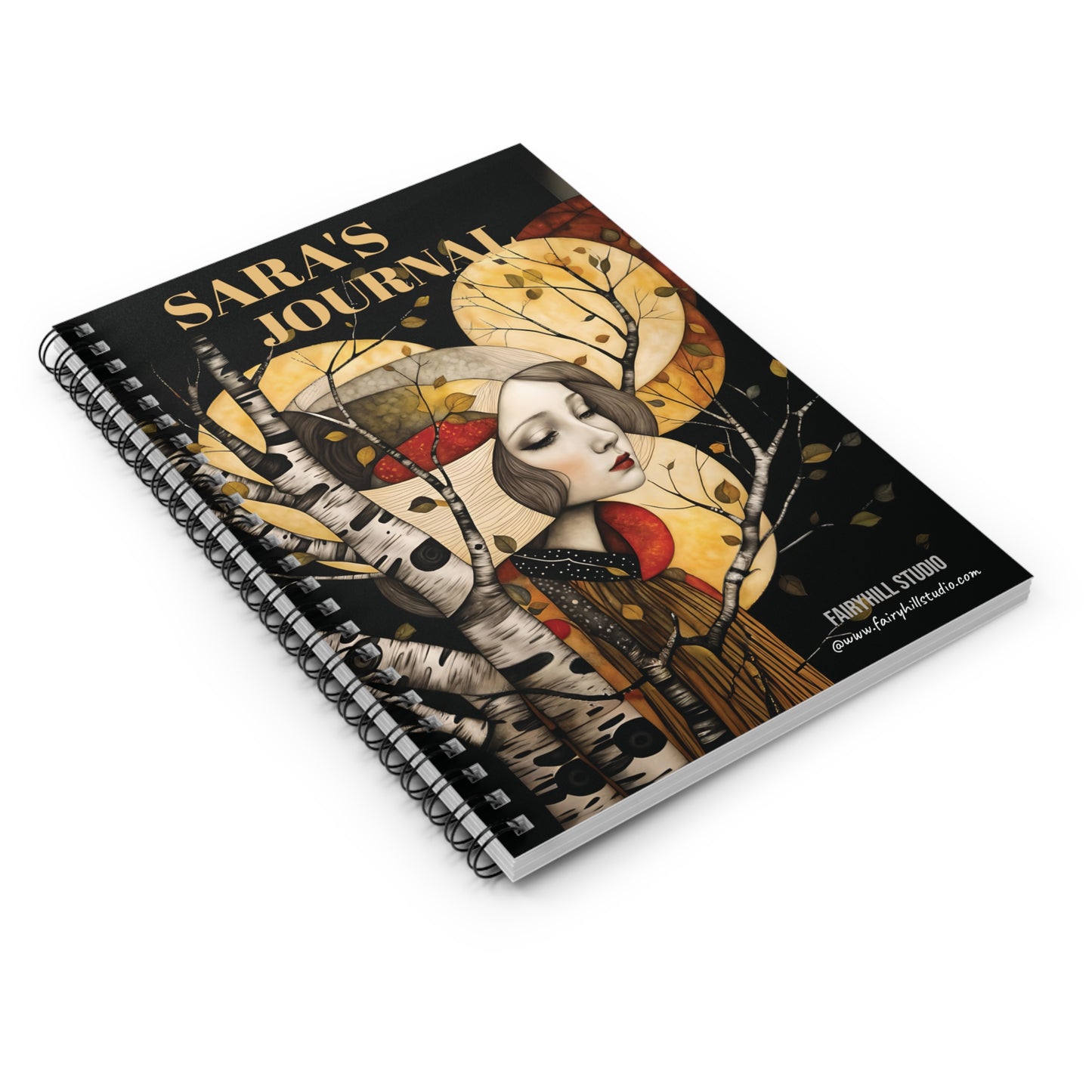 Ruled Line Spiral Notebook - Dream State Personalized Journal with Girl and Moon Design