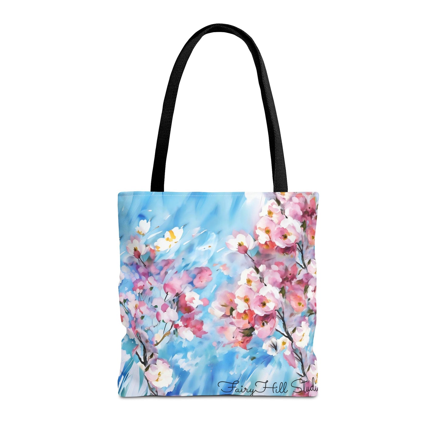 Canvas Tote Bag with Floral Cherry Blossom Design