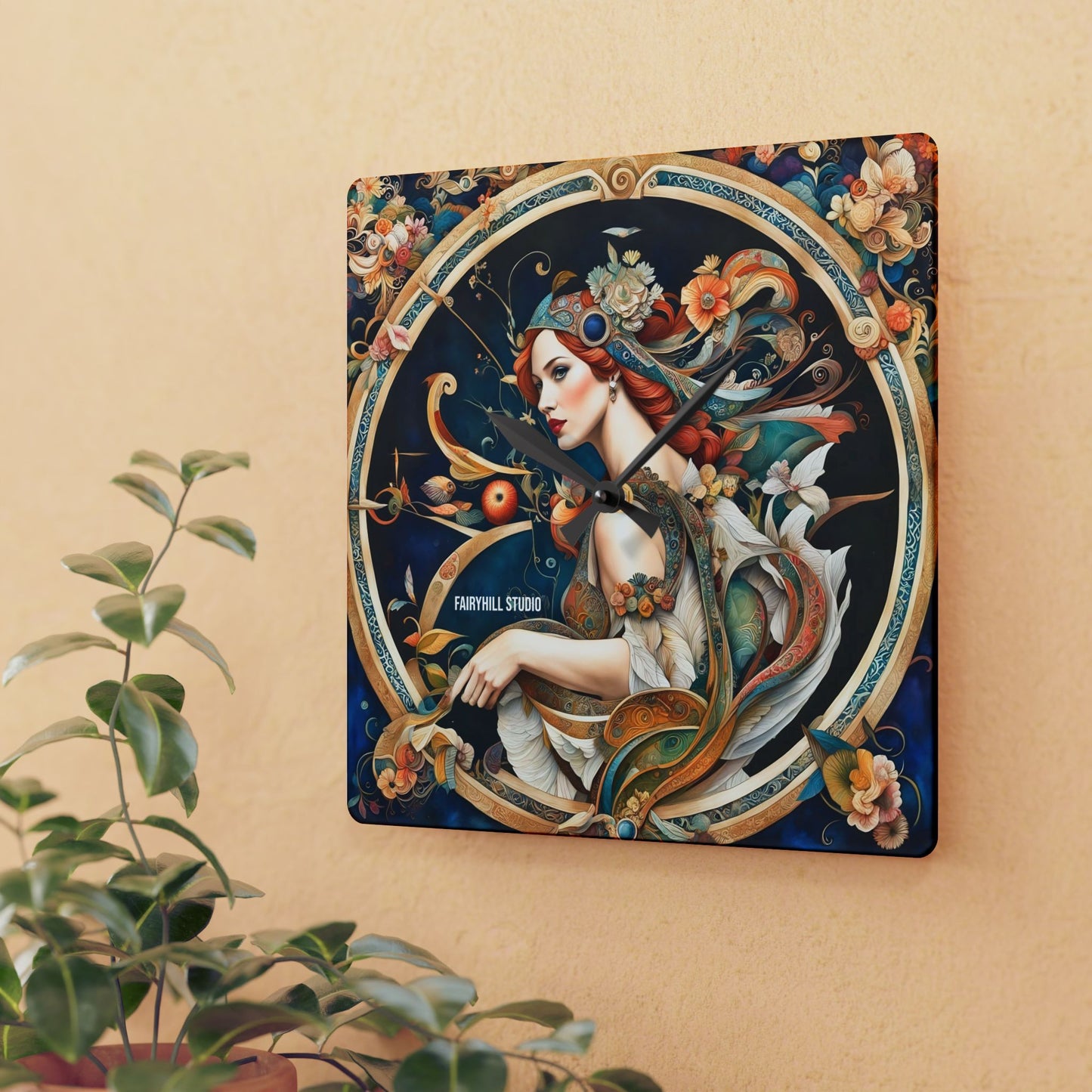 Sagittarius Acrylic Wall Clock - Horoscope/Art Featuring Archer Girl