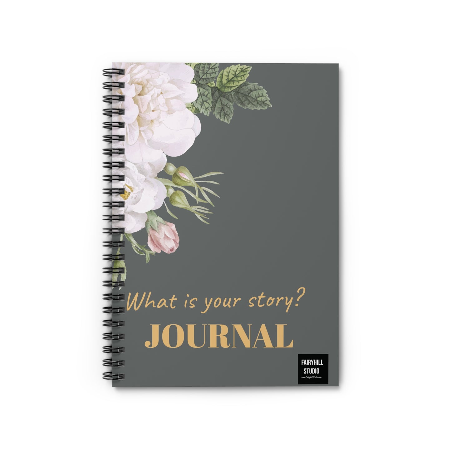 Personalized Journal - White Roses Art Spiral Notebook