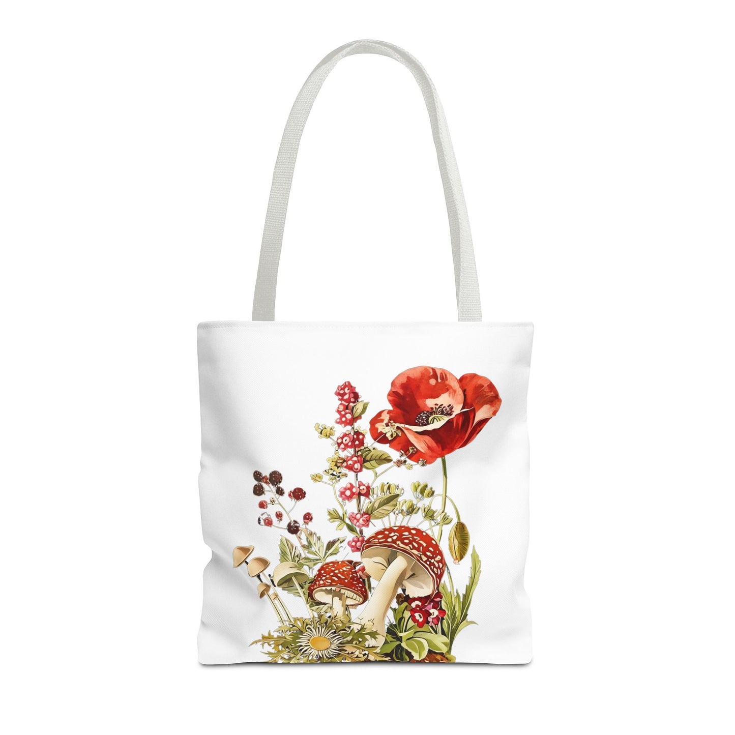 Tote Bag - Red Poppies and Amanita Muscaria Mushrooms Art Print
