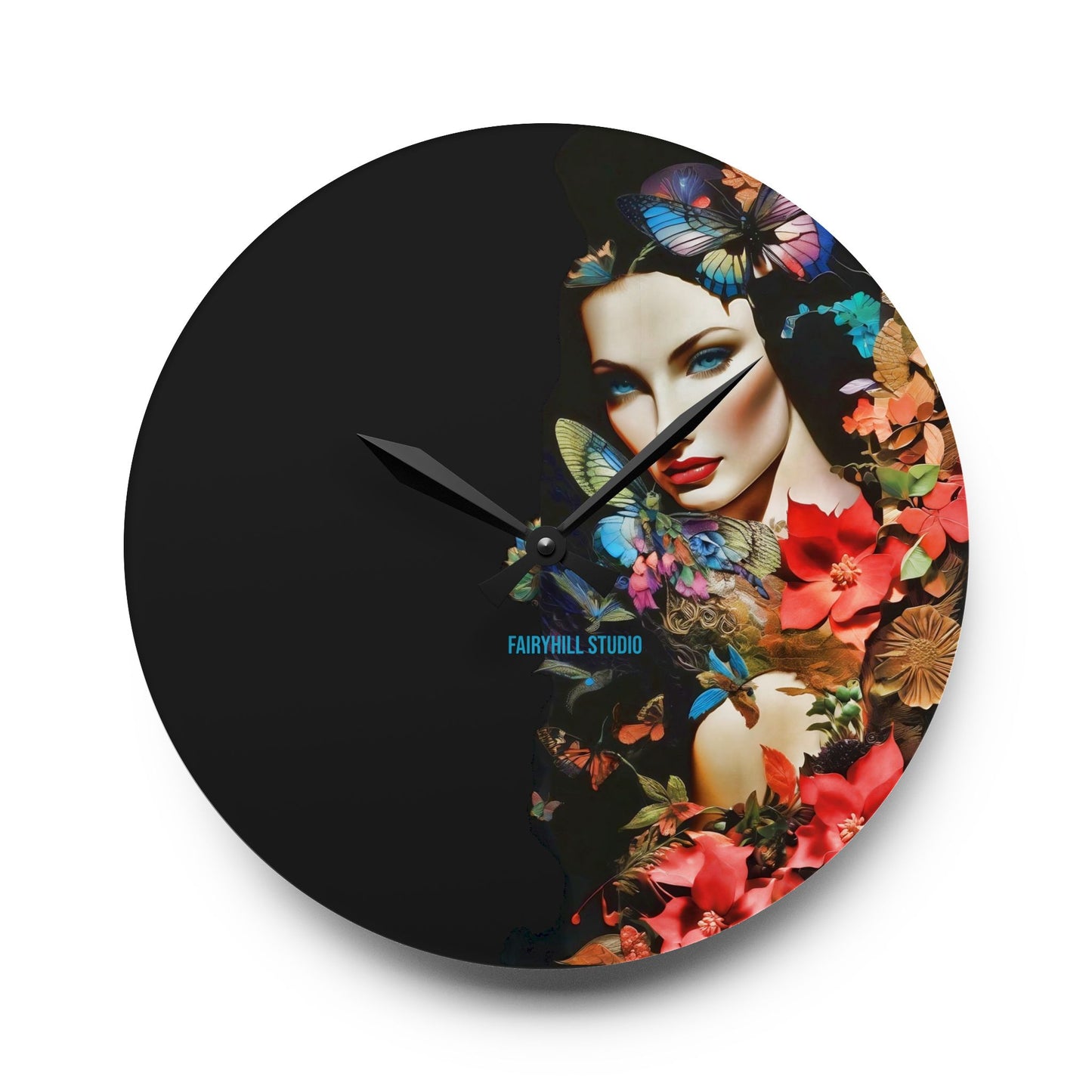 Acrylic Wall Clock -Lady in Nature /Art