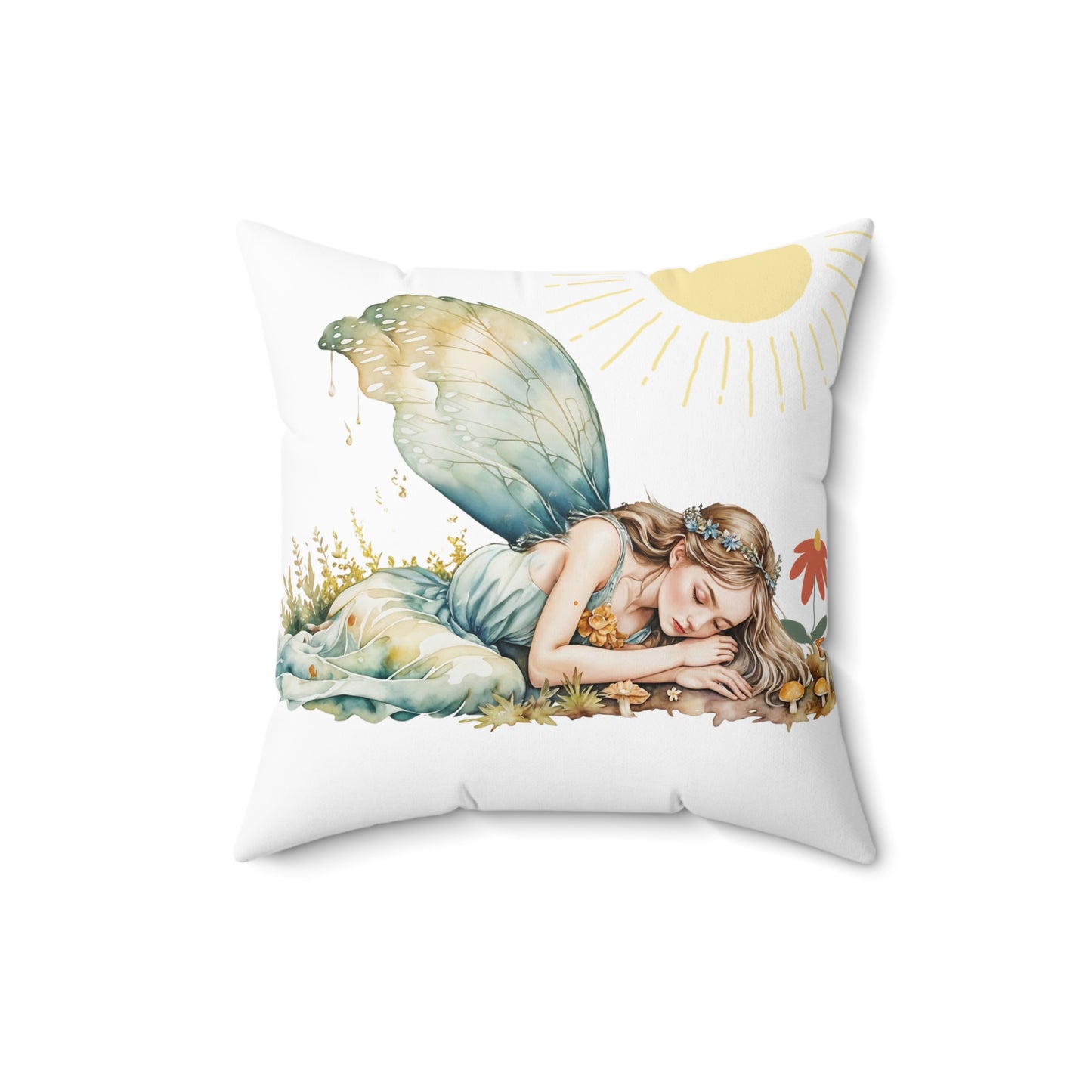 Square Pillow ~Slumbering Fairy  Pillow Art by Fairyhill Studio