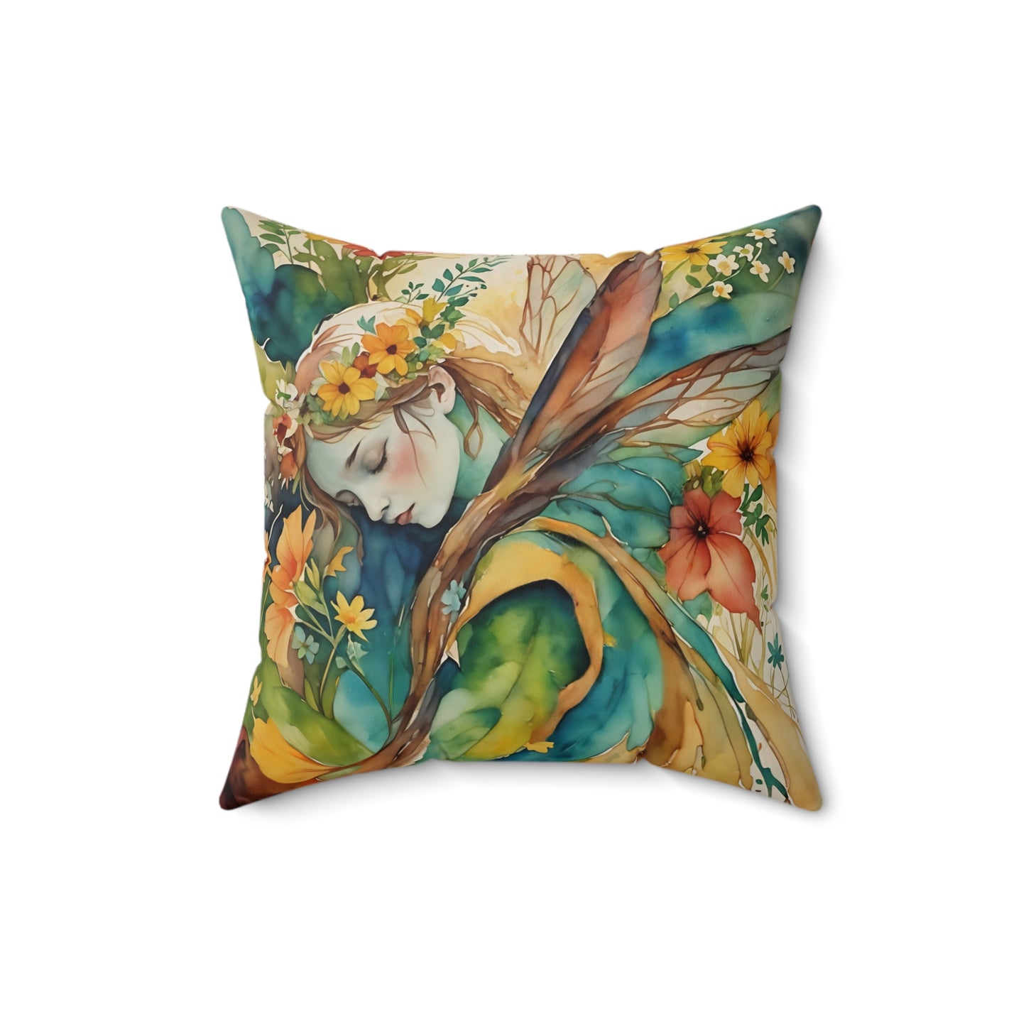 Square Pillow - Forest Angel/Fairy  Pillow Art by Fairyhill Studio
