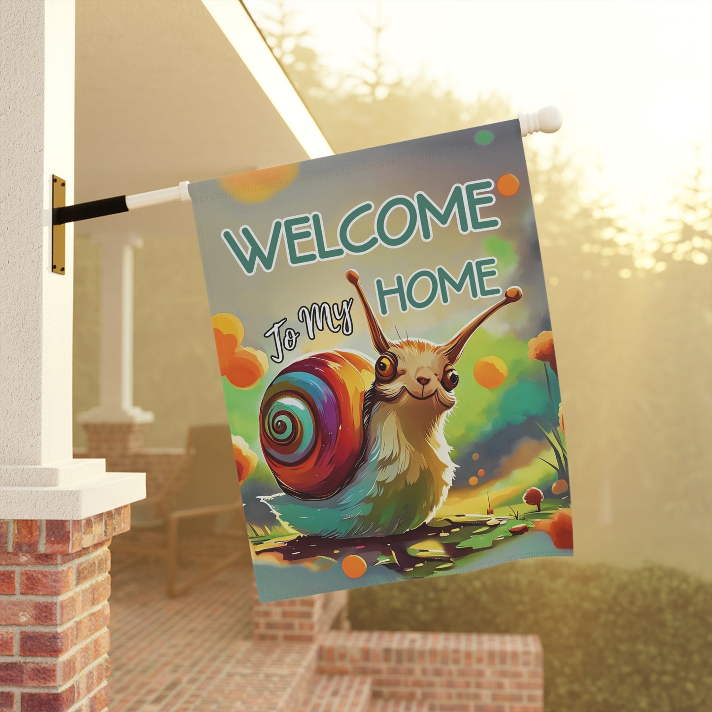 Garden Banner Snail Flag - Welcome to My Home Floral Yard Decor