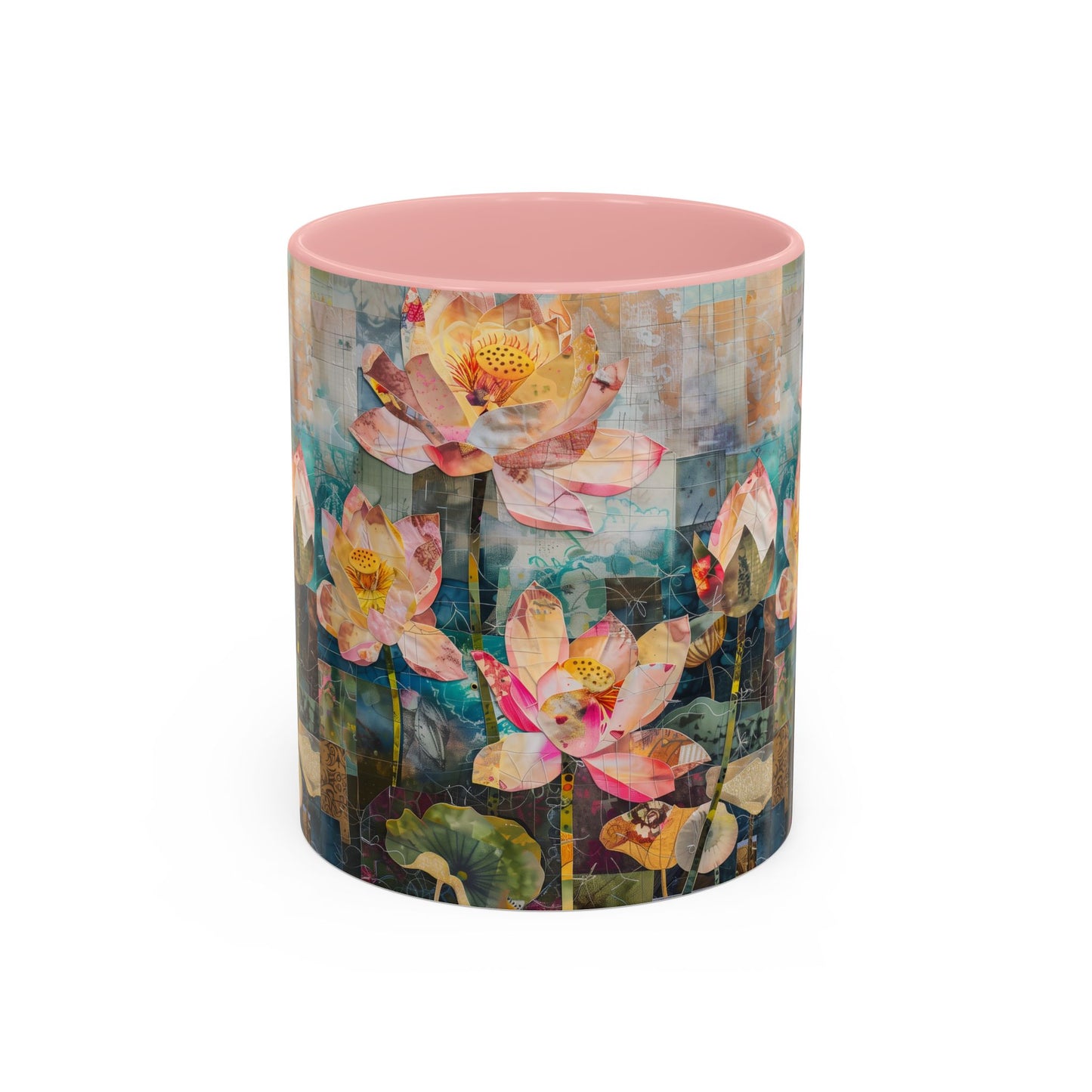 Mug - Pink Water Lilies Pond Watercolor Art by Fairyhill Studio - 11oz