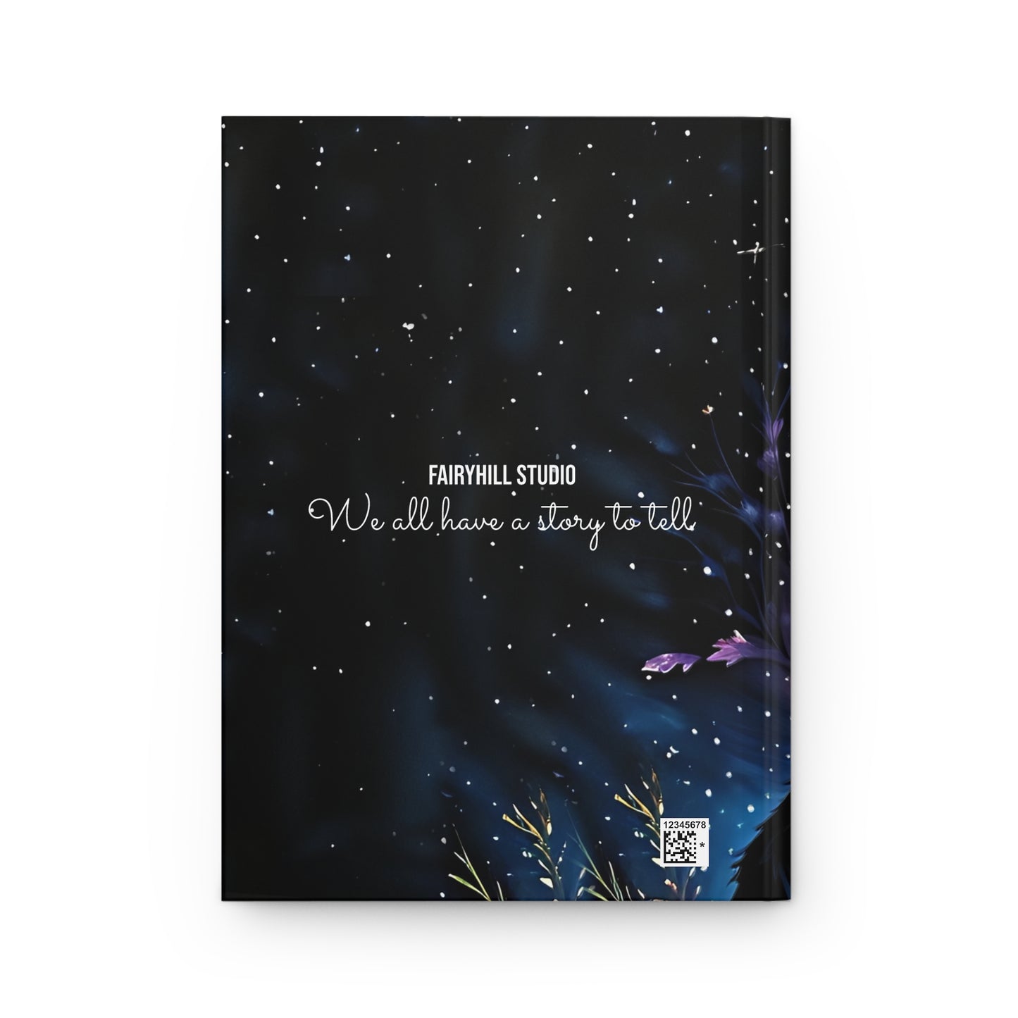 Hardcover Journal Matte - Black Cat Night Flowers Dragonflies Beautiful Art