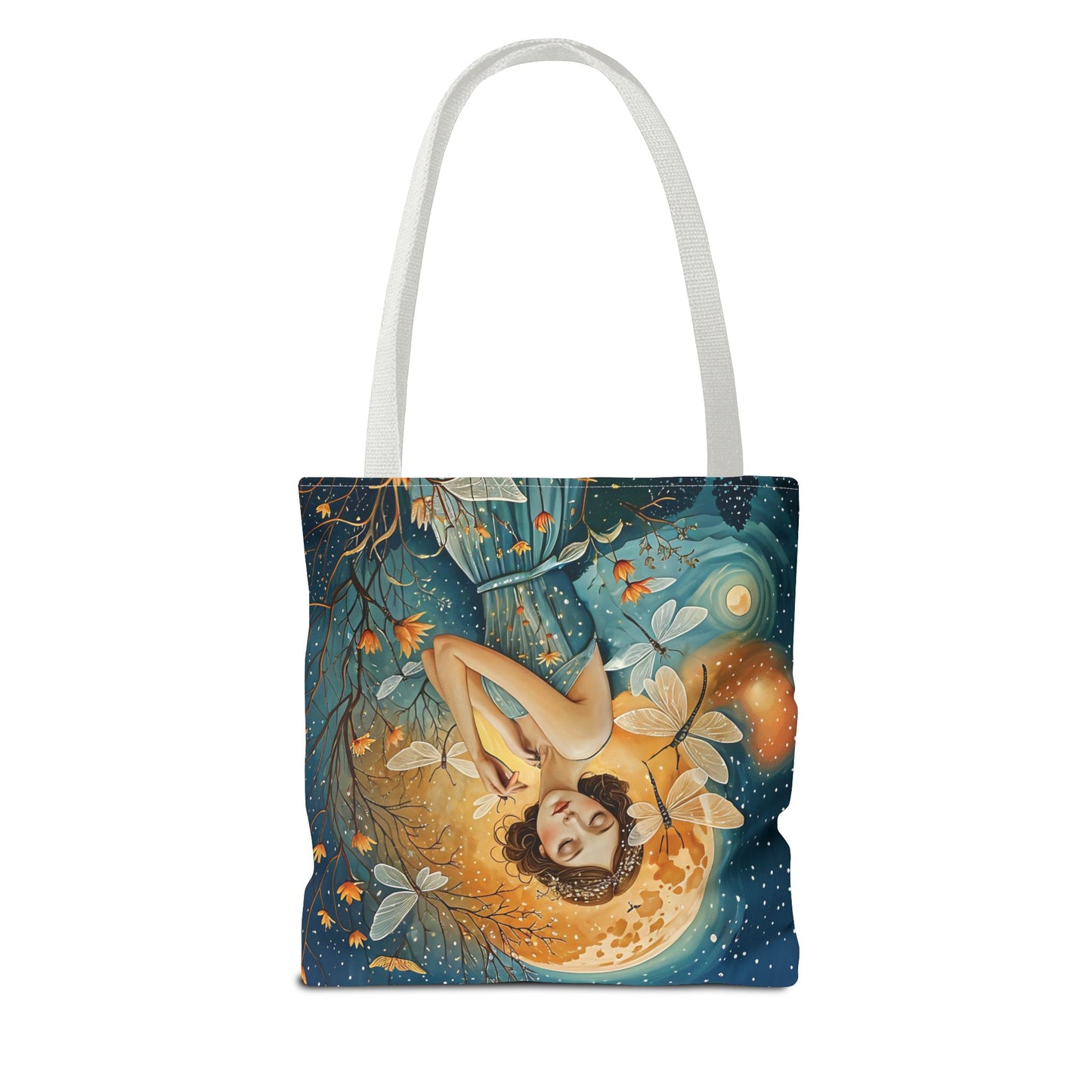 Art-inspired Tote Bag with Girl and Butterflies Design - Fairy Hill Studio