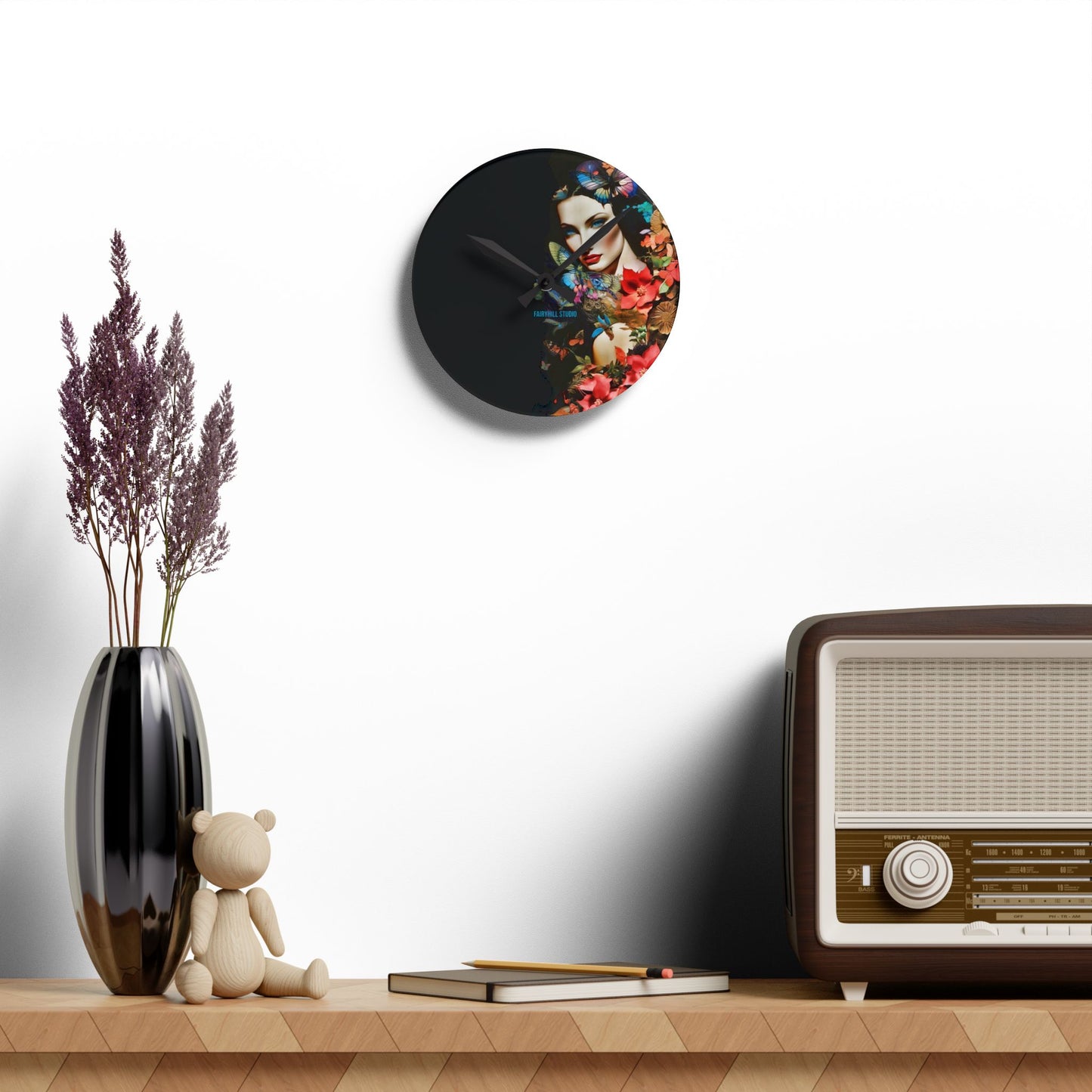 Acrylic Wall Clock -Lady in Nature /Art