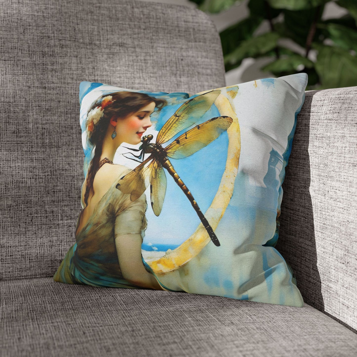 Elegant Dragonfly Art Pillowcase | Decorative Cushion Cover, Home Decor, Gift Idea, Bohemian Style, Christmas Decoration