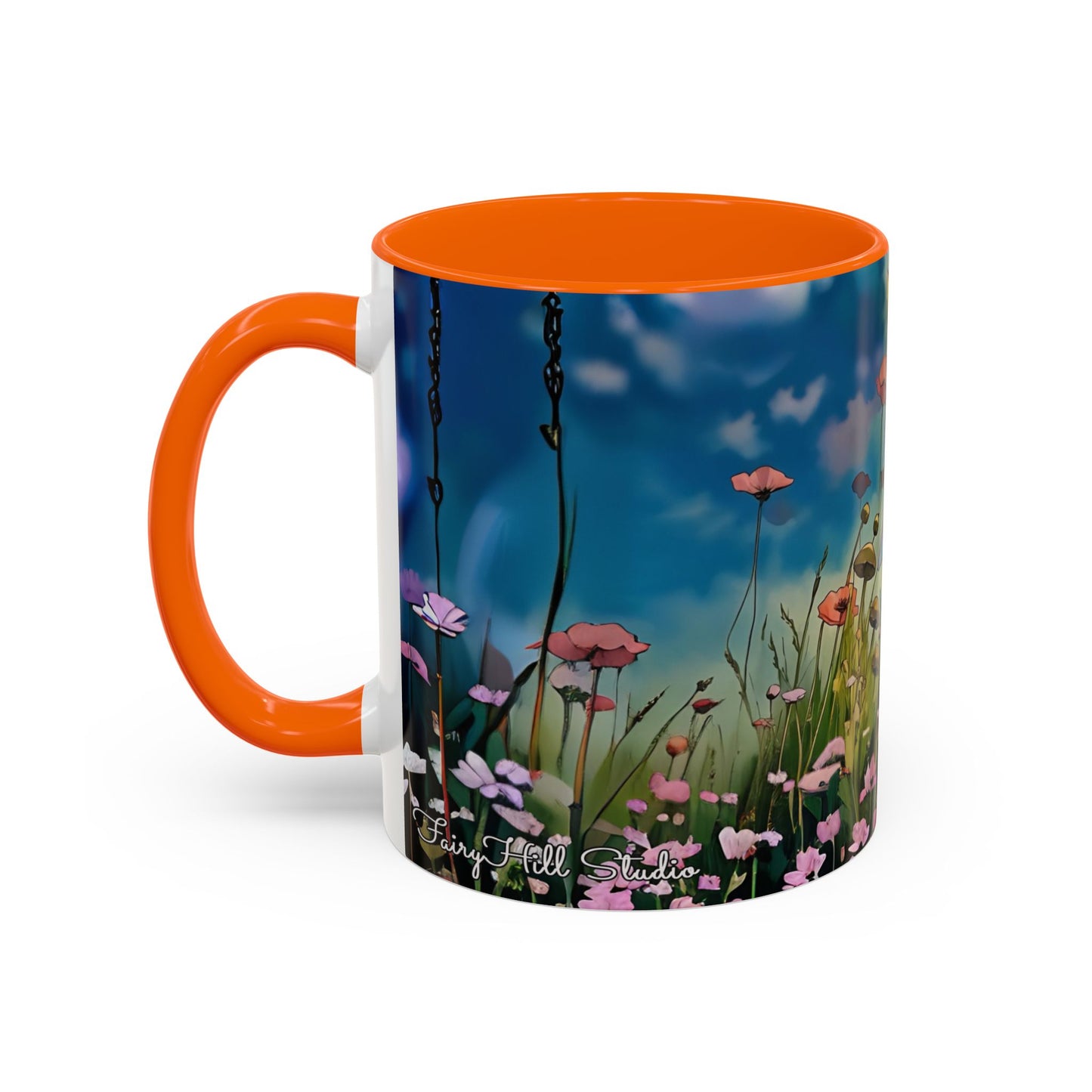 Mug Romantic girl in summer Hat gathering flowers