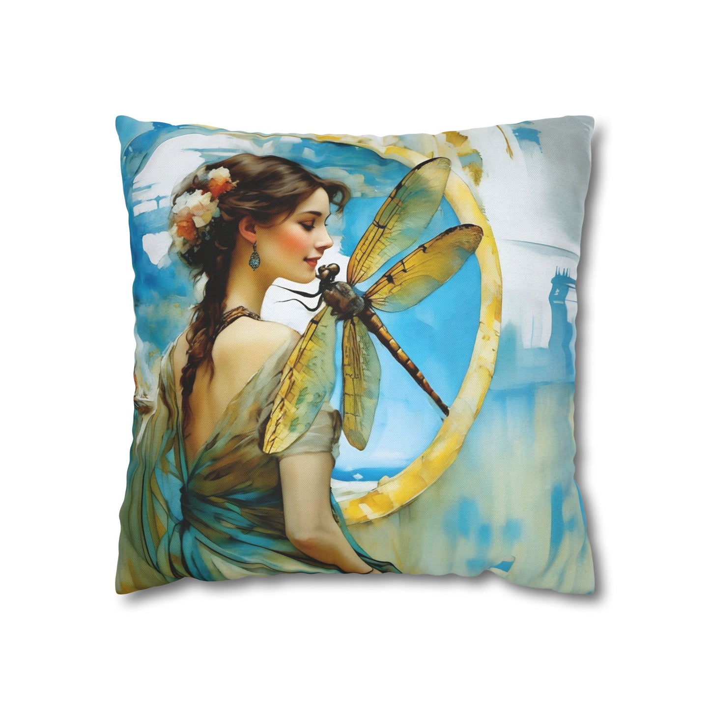 Elegant Dragonfly Art Pillowcase | Decorative Cushion Cover, Home Decor, Gift Idea, Bohemian Style, Christmas Decoration
