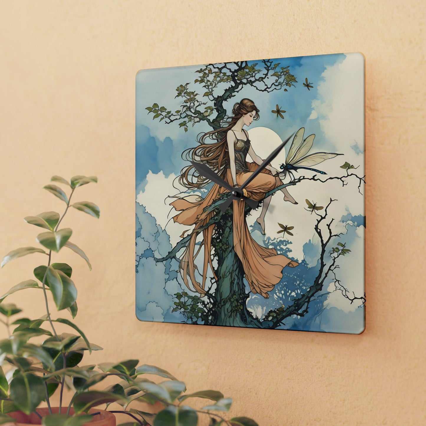 Acrylic Wall Clock Fairy and the Dragonfly