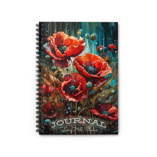 Notebook - Red Poppies Art Ruled Line