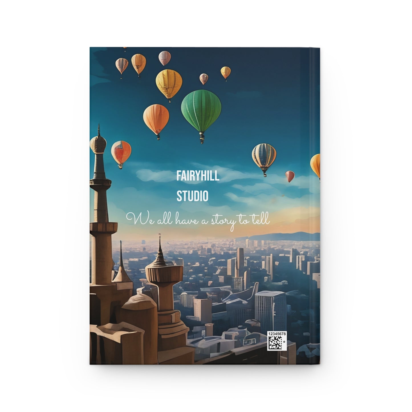 Hardcover Journal Matte - Hot Air Balloons and Victorian Girl Reading Book Design