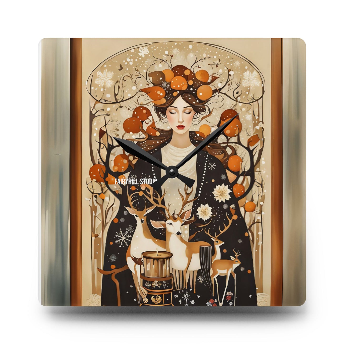 Acrylic Wall Clock -Welcoming Fall with Deers