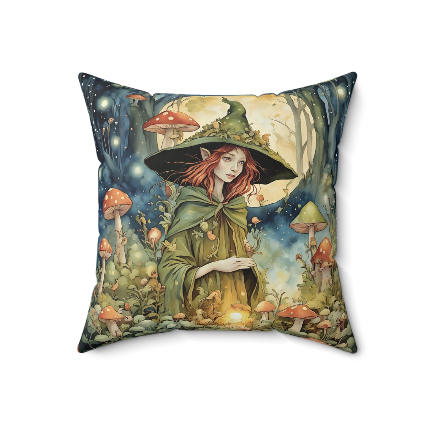 Forest Moon Fairy Square Pillow -  by Fairyhill Studio