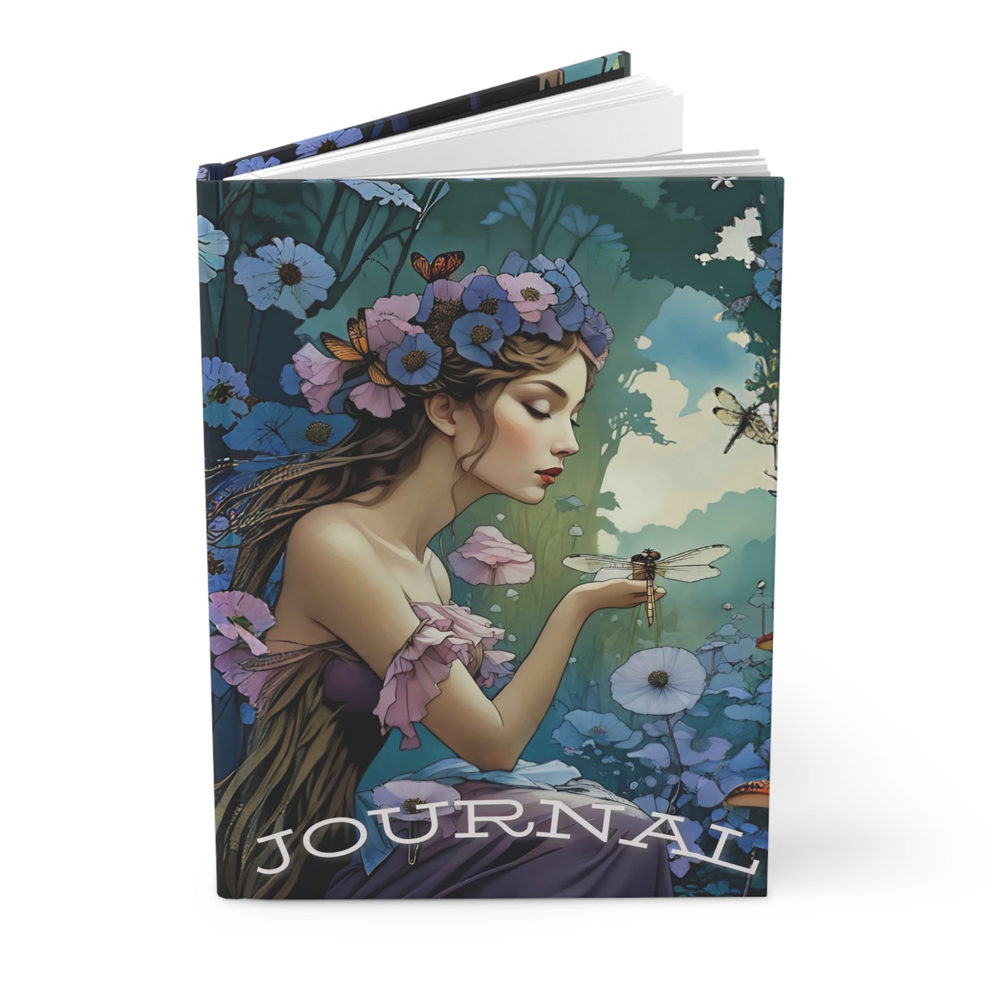 A Dragonfly Fairy  Gift Journal hard Cover ,Notebook gift art Matte