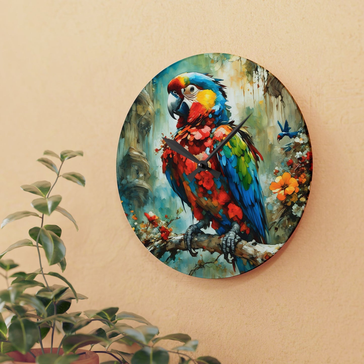 Tropical Parrot Wall Clock