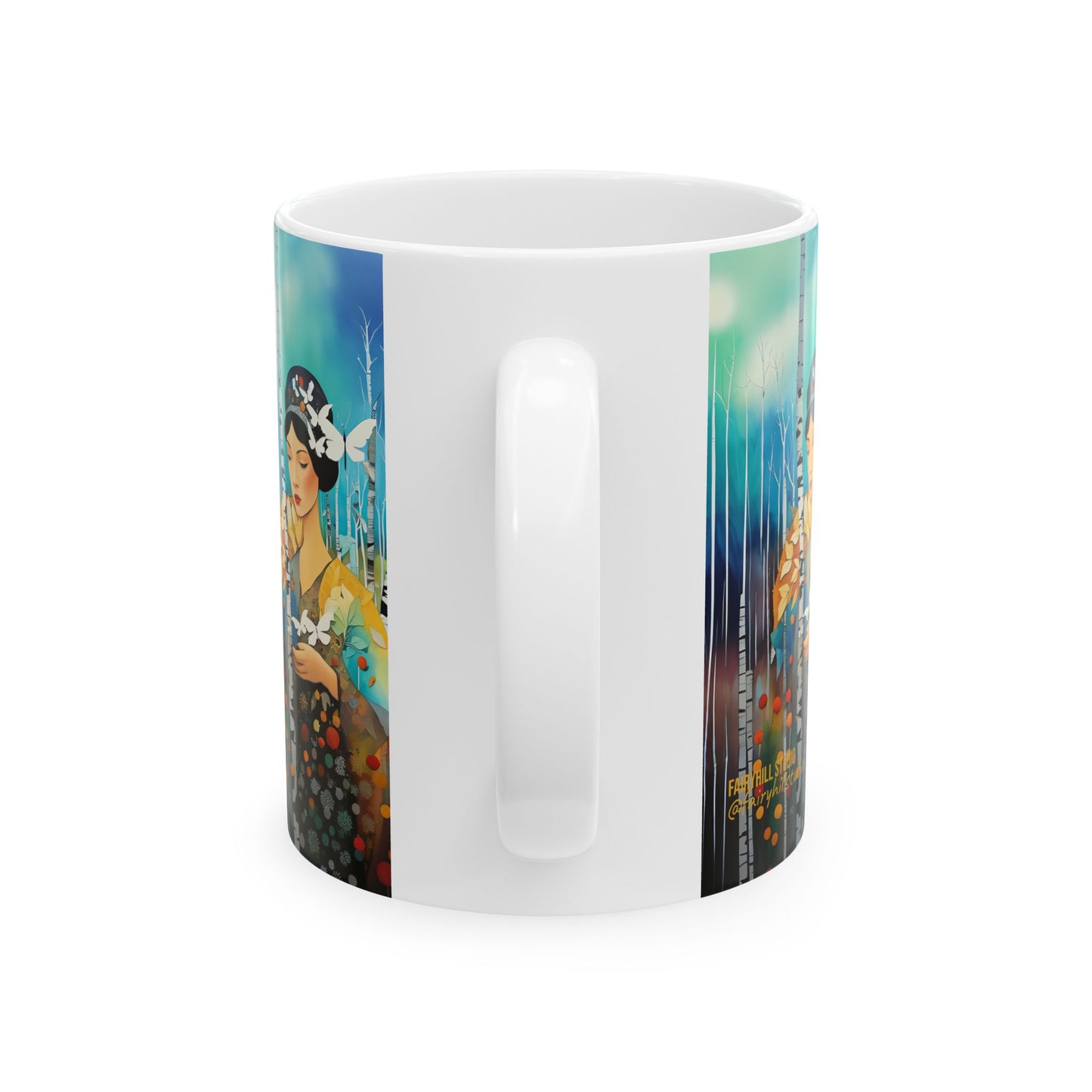 Butterfly Girl Ceramic Mug, (11oz, 15oz) Fairyhill Studio