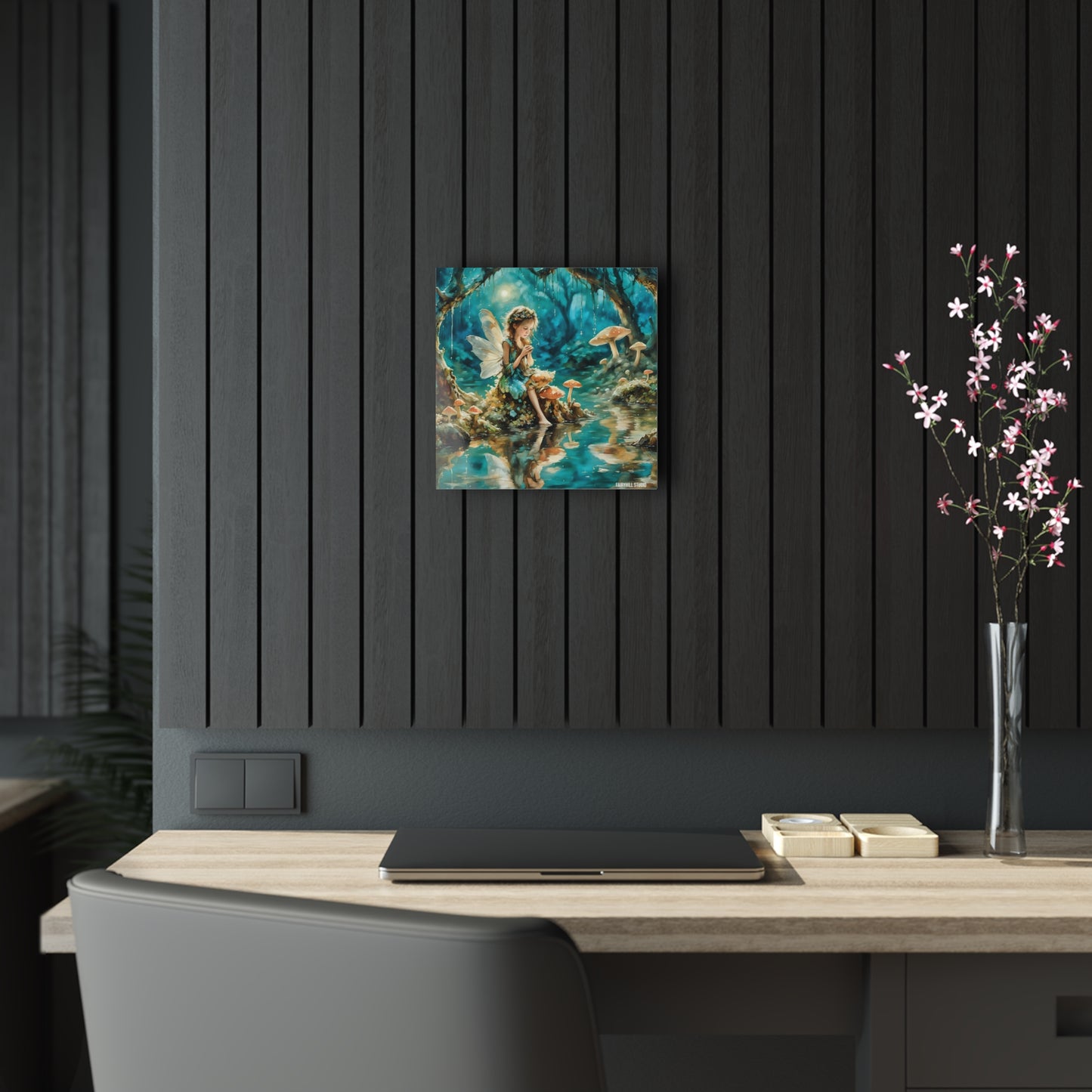 Art Acrylic Prints -Mushroom Fairy and the lake