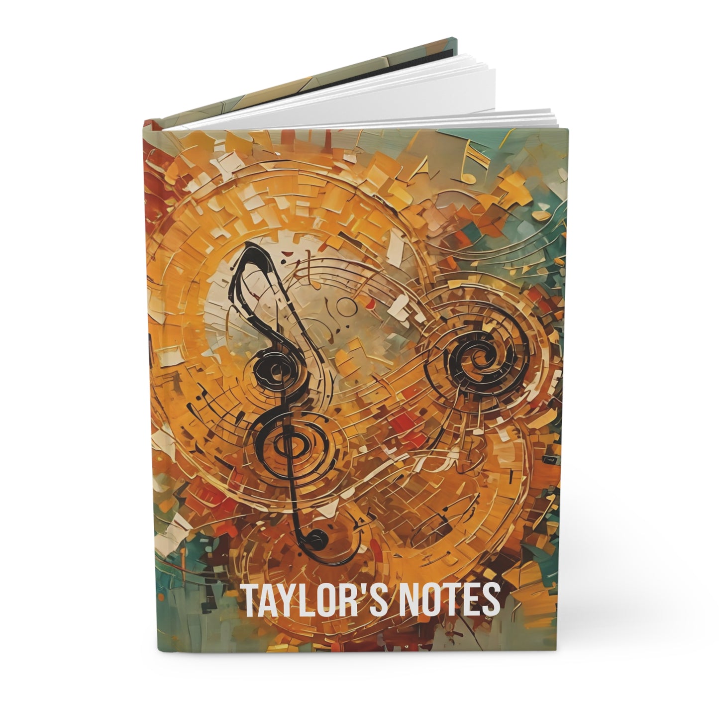 Hardcover Journal Matte Abstract Colorful Music Notes Art Notebook Gift