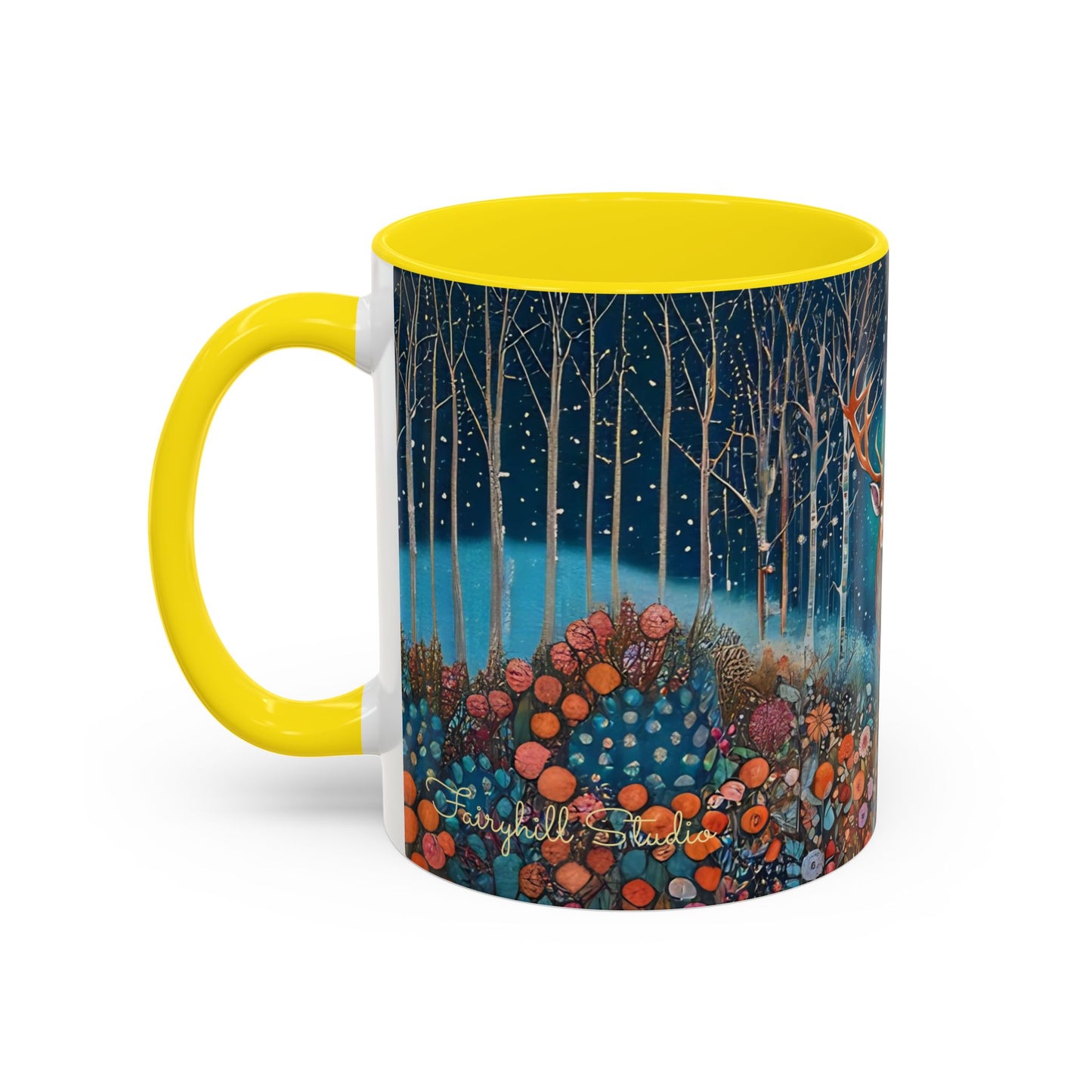 Mug - Boho Winter Deer in Snow Red Coffee Mug for the Holidays