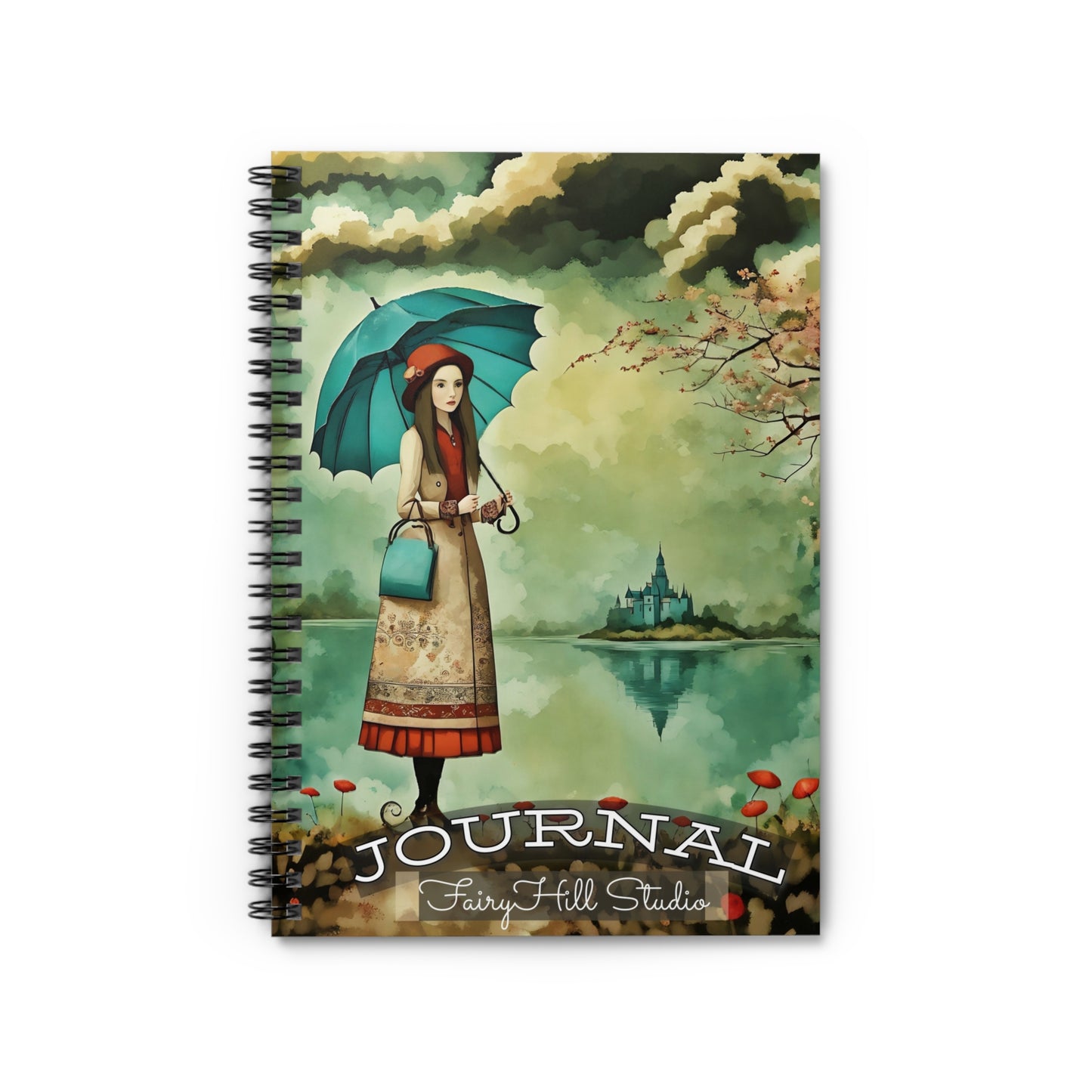 Spiral Notebook - Girl with Blue Umbrella