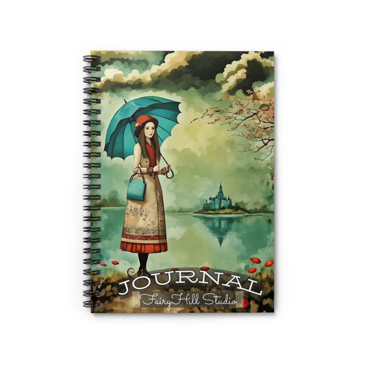 Spiral Notebook - Girl with Blue Umbrella