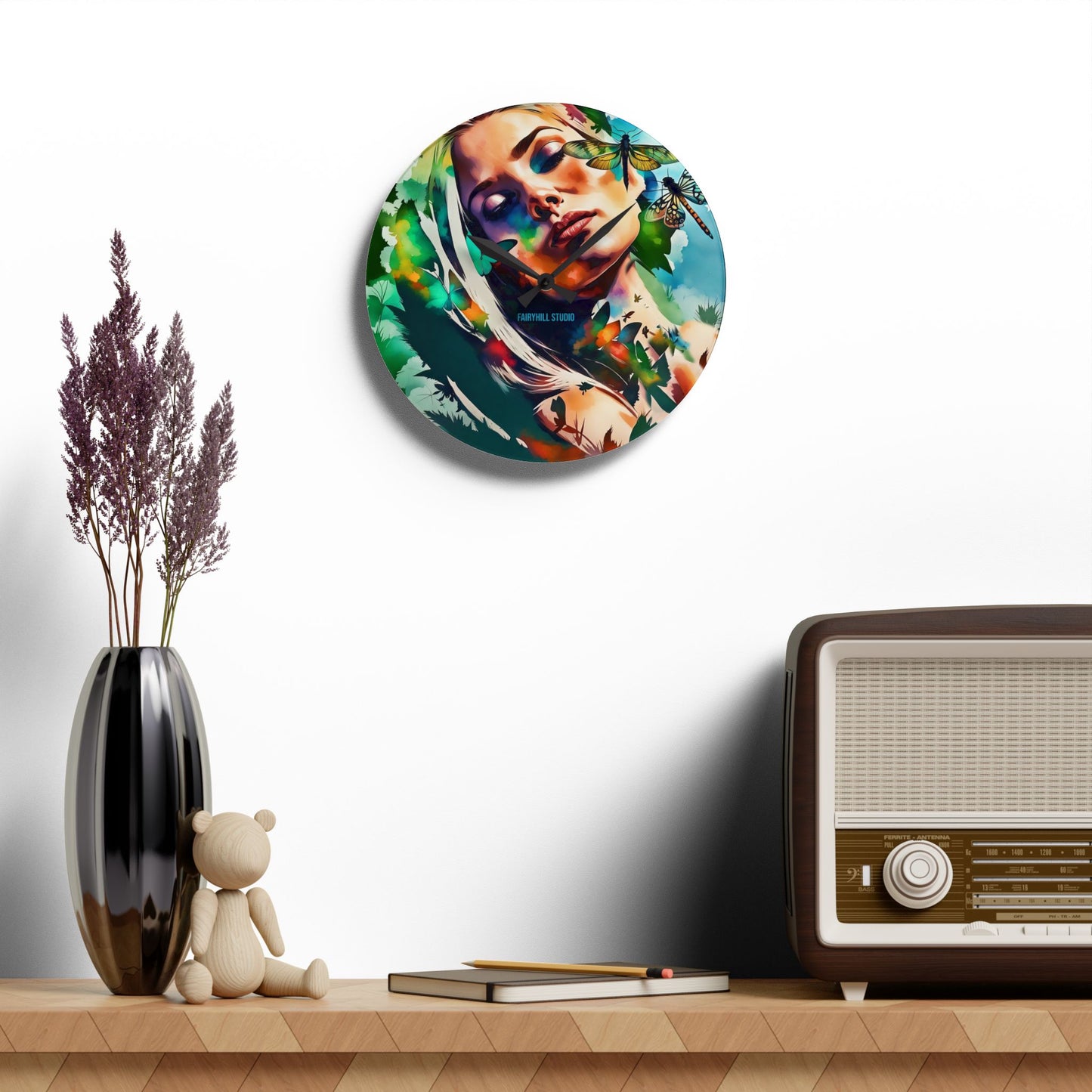 Acrylic Wall Clock -Butterfly Dreams /Art