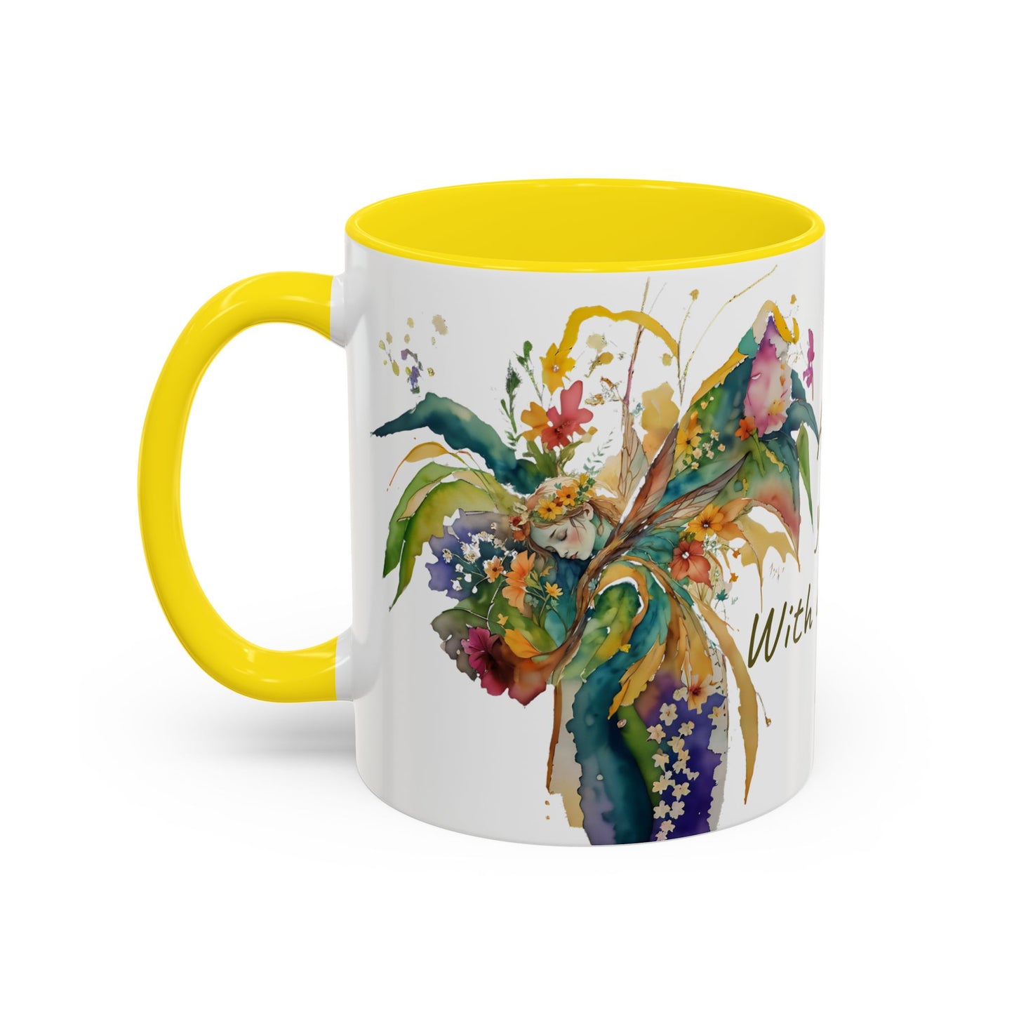 Mug Fairy Angel Blessing Flowers Watercolor Accent Coffee Mug 11 & 15oz