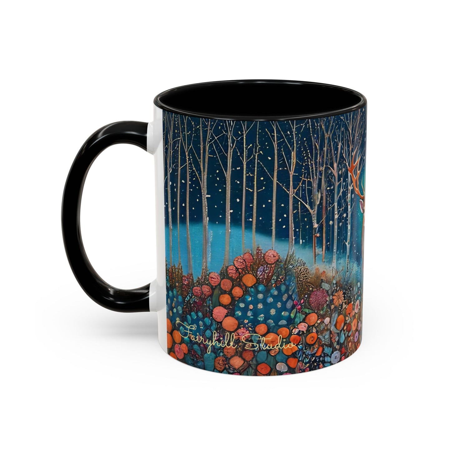 Mug - Boho Winter Deer in Snow Red Coffee Mug for the Holidays
