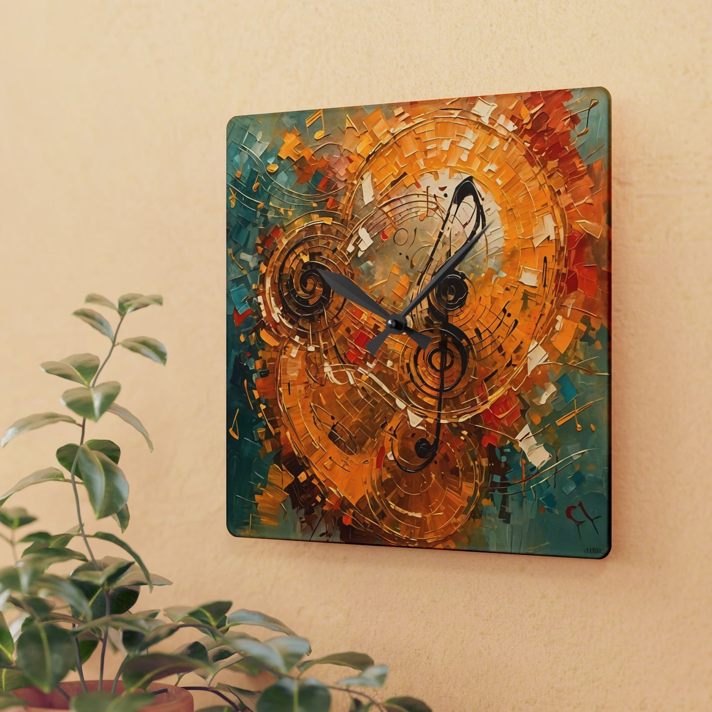 Music Notes Acrylic Wall Clock