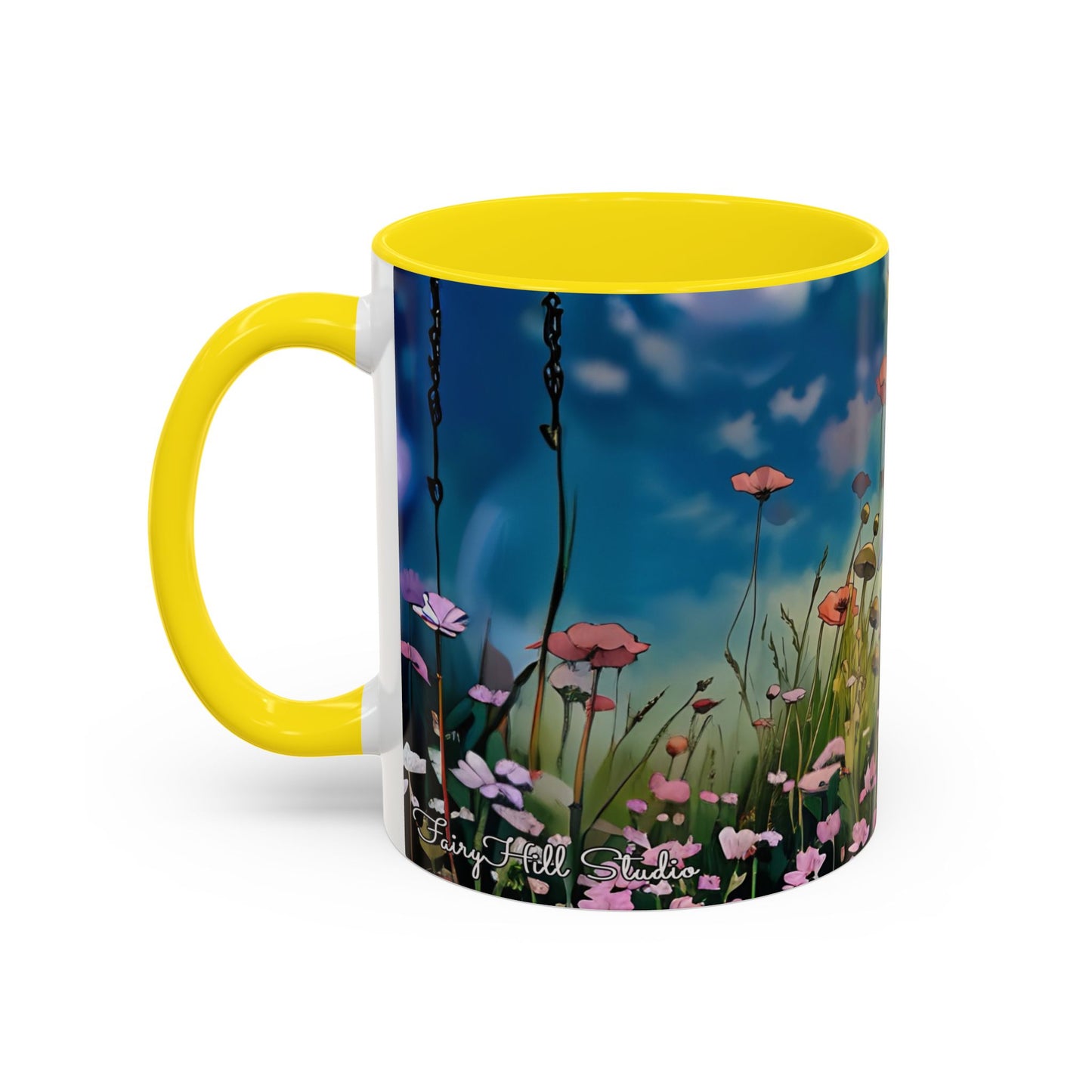 Mug Romantic girl in summer Hat gathering flowers