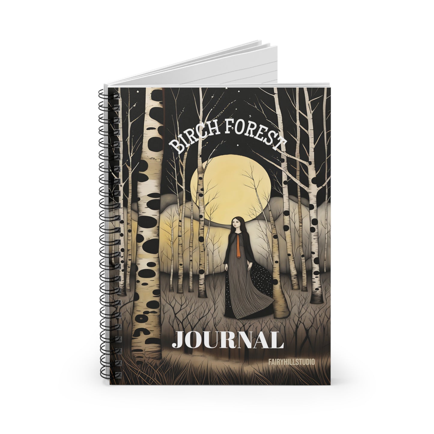 Midnight Birch forest Journal  Gift notebook - Customized Journal  Notebook Gift Spiral Notebook - Ruled Line