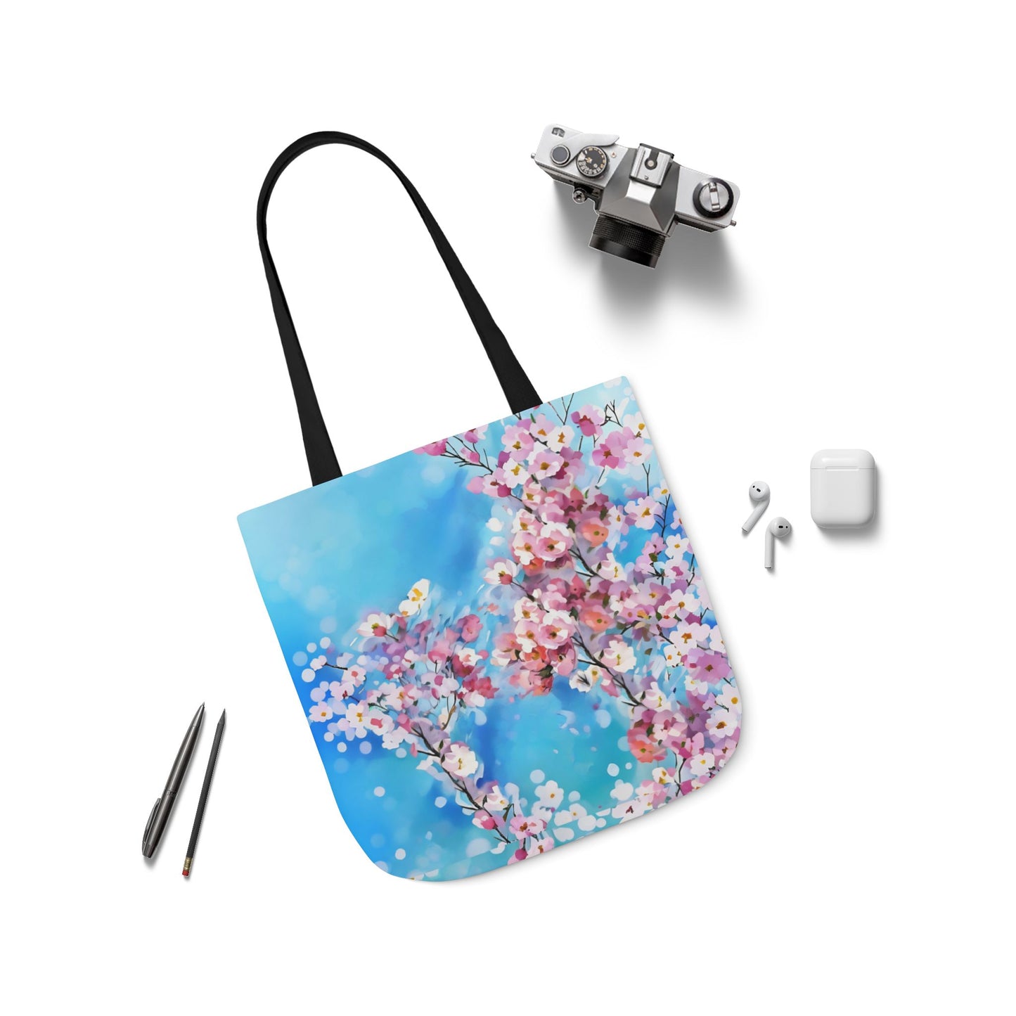 Colorful FairyHill Studio Sakura flowers Canvas Tote Bag - Perfect for Beach Days, Eco-Friendly Shopping, and Summer Fun!