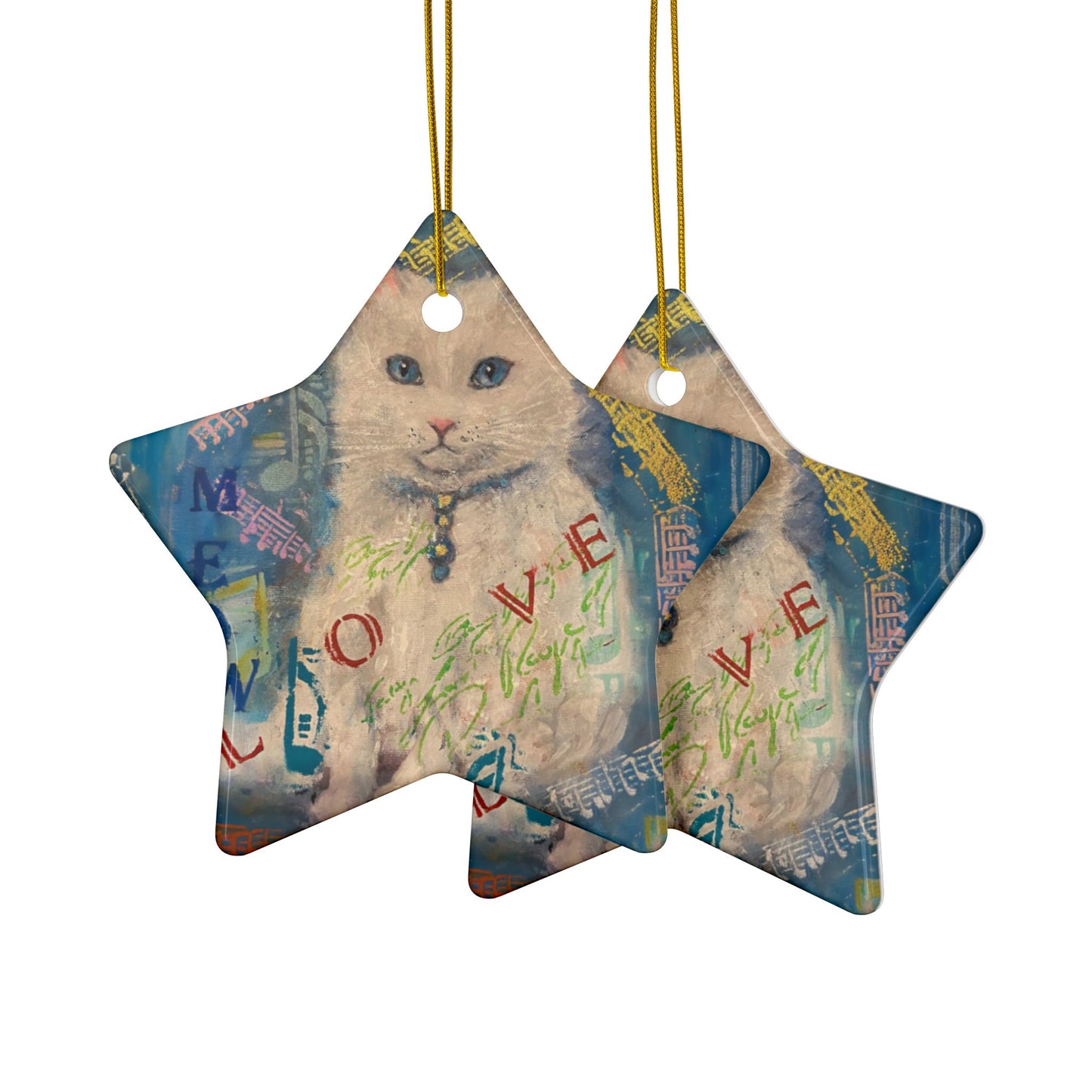 Ceramic Ornaments, Snowy Cat, 2-Side Print
