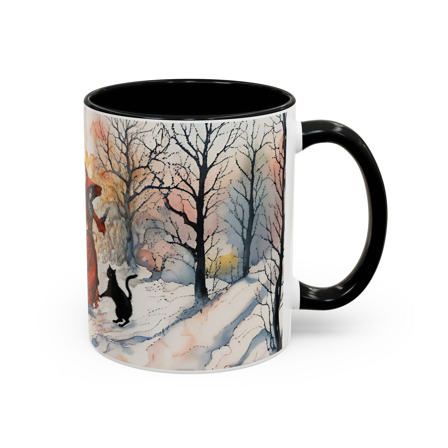 Accent Crimson witch and black cat Coffee Mug (11, 15oz)