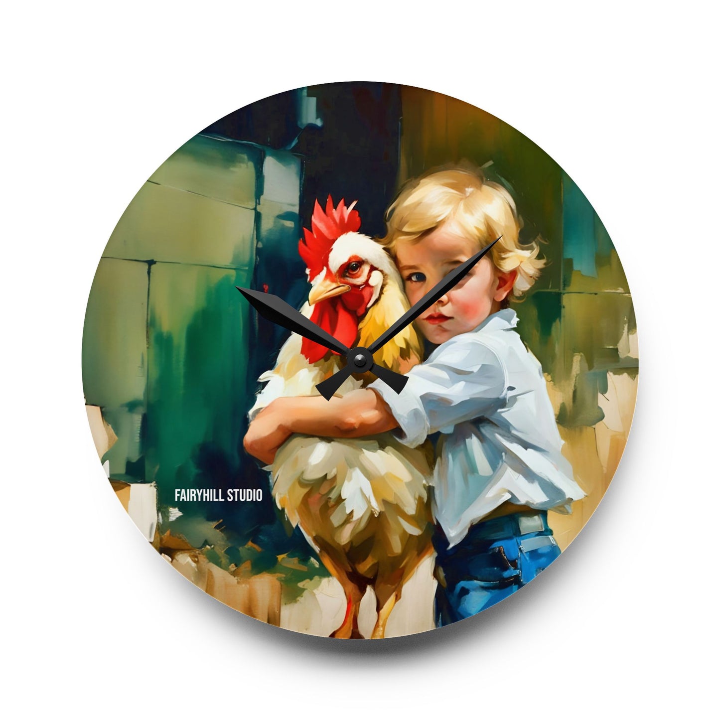 Acrylic Wall Clock My best Buddy the Rooster/Art