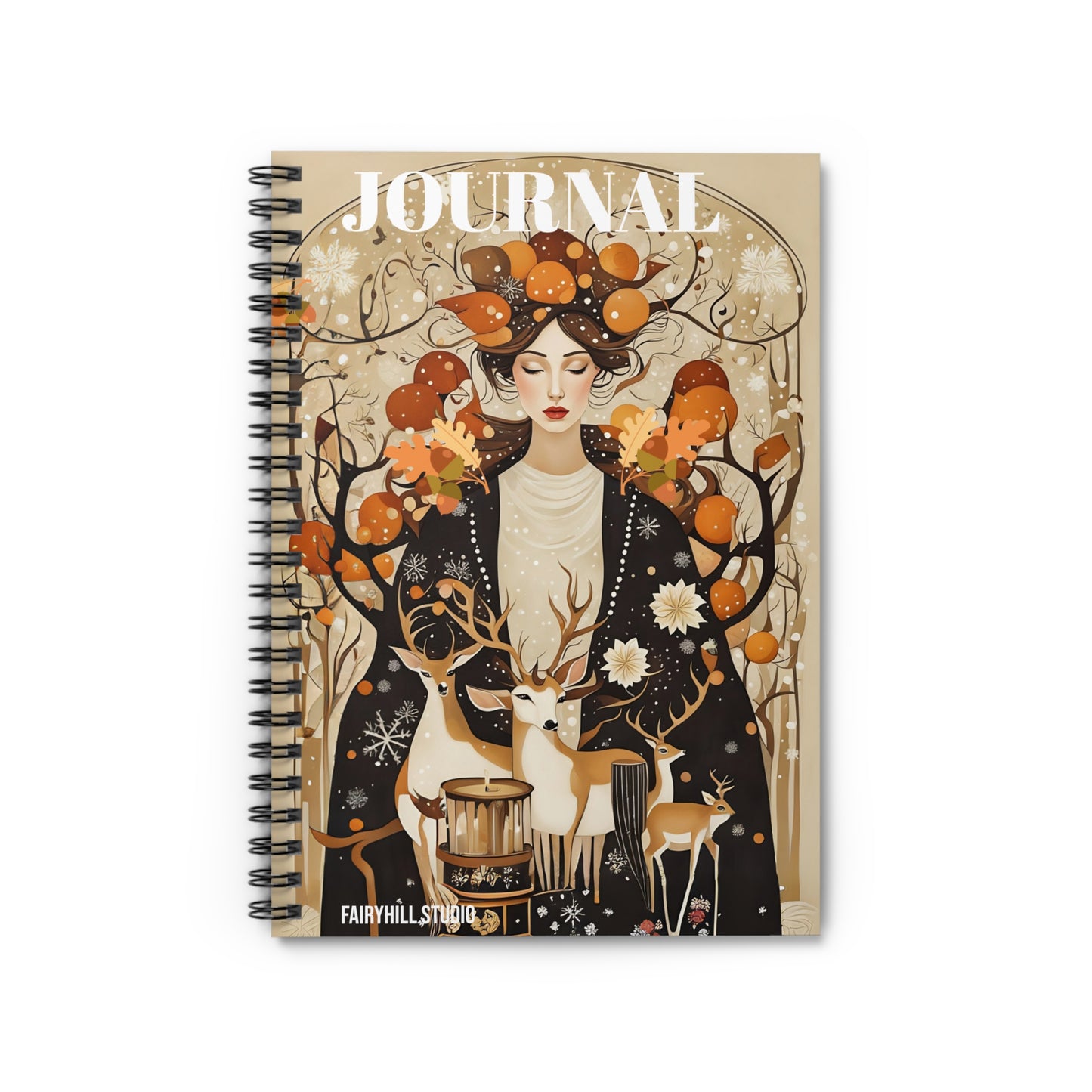 Spiral Notebook -Welcoming Autoumn with fall deers / Art