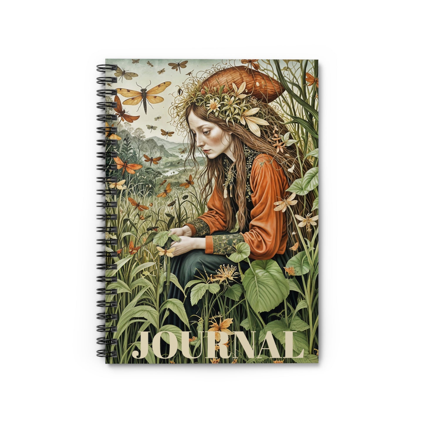 Spiral Notebook -  Botanical garden and dragonflies from folklore and mythology.