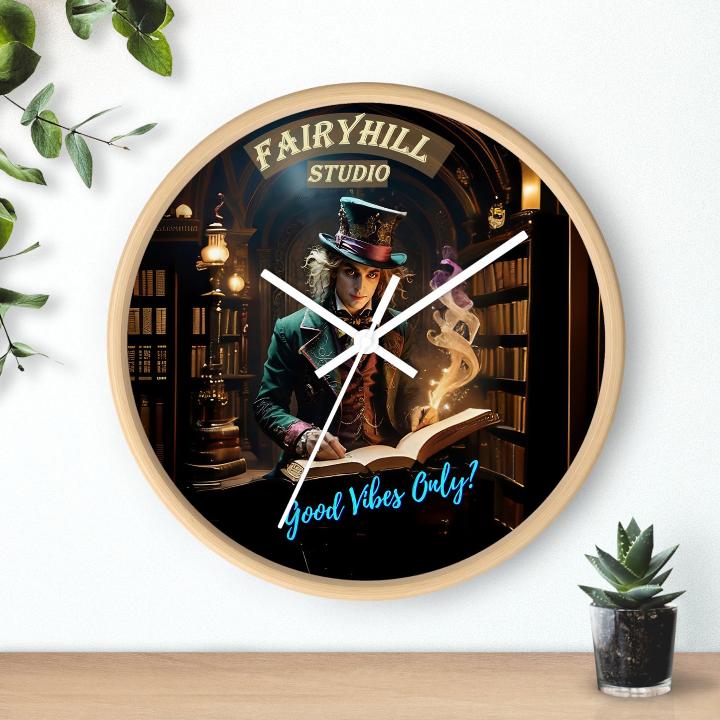 Fairy Hill Studio" Good Vibes Only"  Wall Clock
