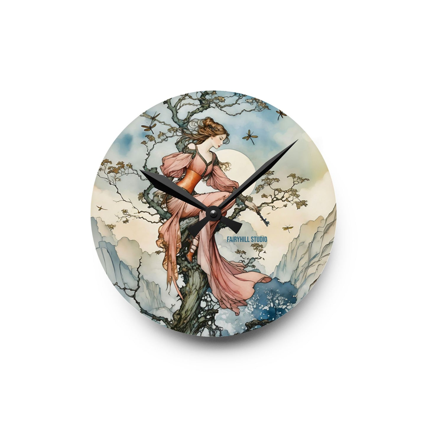 Acrylic Wall Clock - Fairy Princess and The Tree